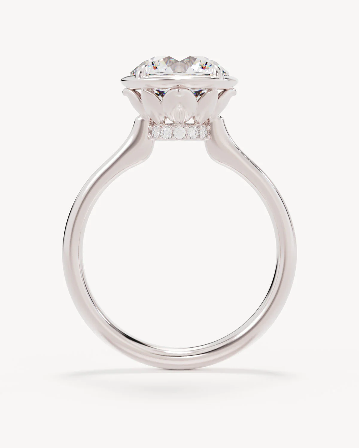 18k Solid White Gold Hidden Lotus Engagement Ring - Round 2.5ct - Image 4