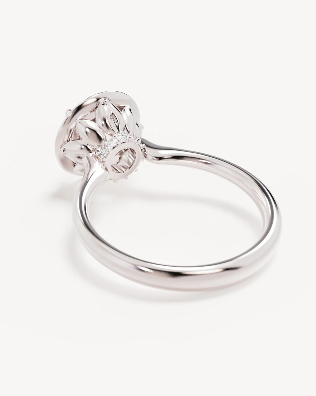 18k Solid White Gold Hidden Lotus Engagement Ring - Round 2.5ct - Image 5