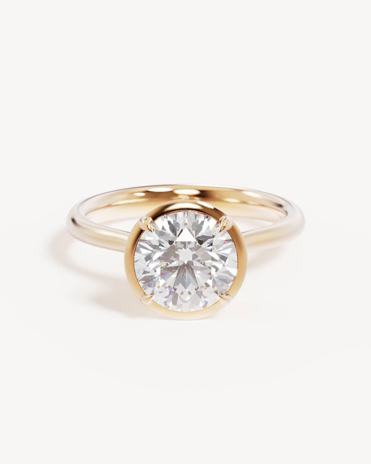 18k Solid Gold Hidden Lotus Engagement Ring - Round 2ct