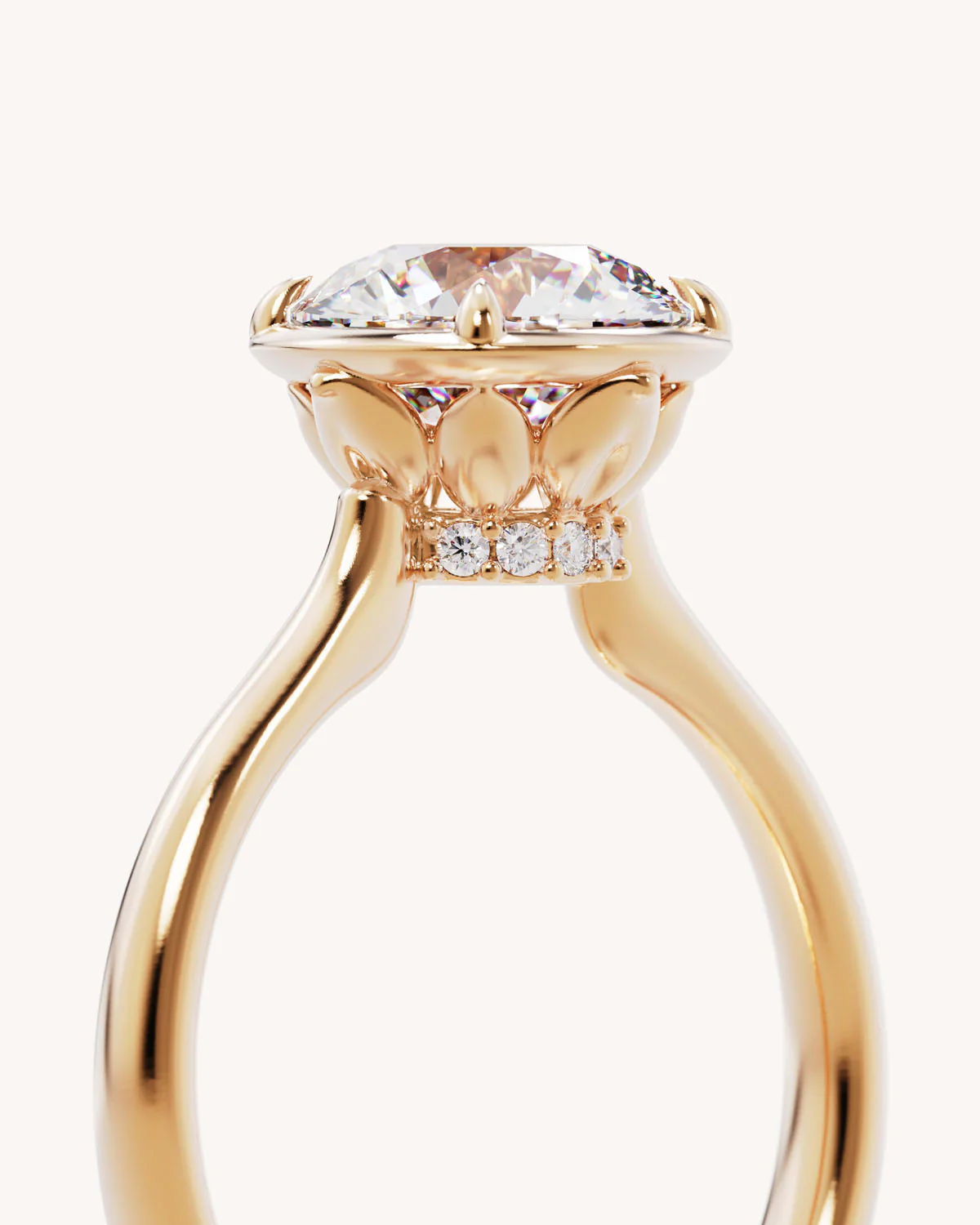18k Solid Gold Hidden Lotus Engagement Ring - Round 2ct - Image 3