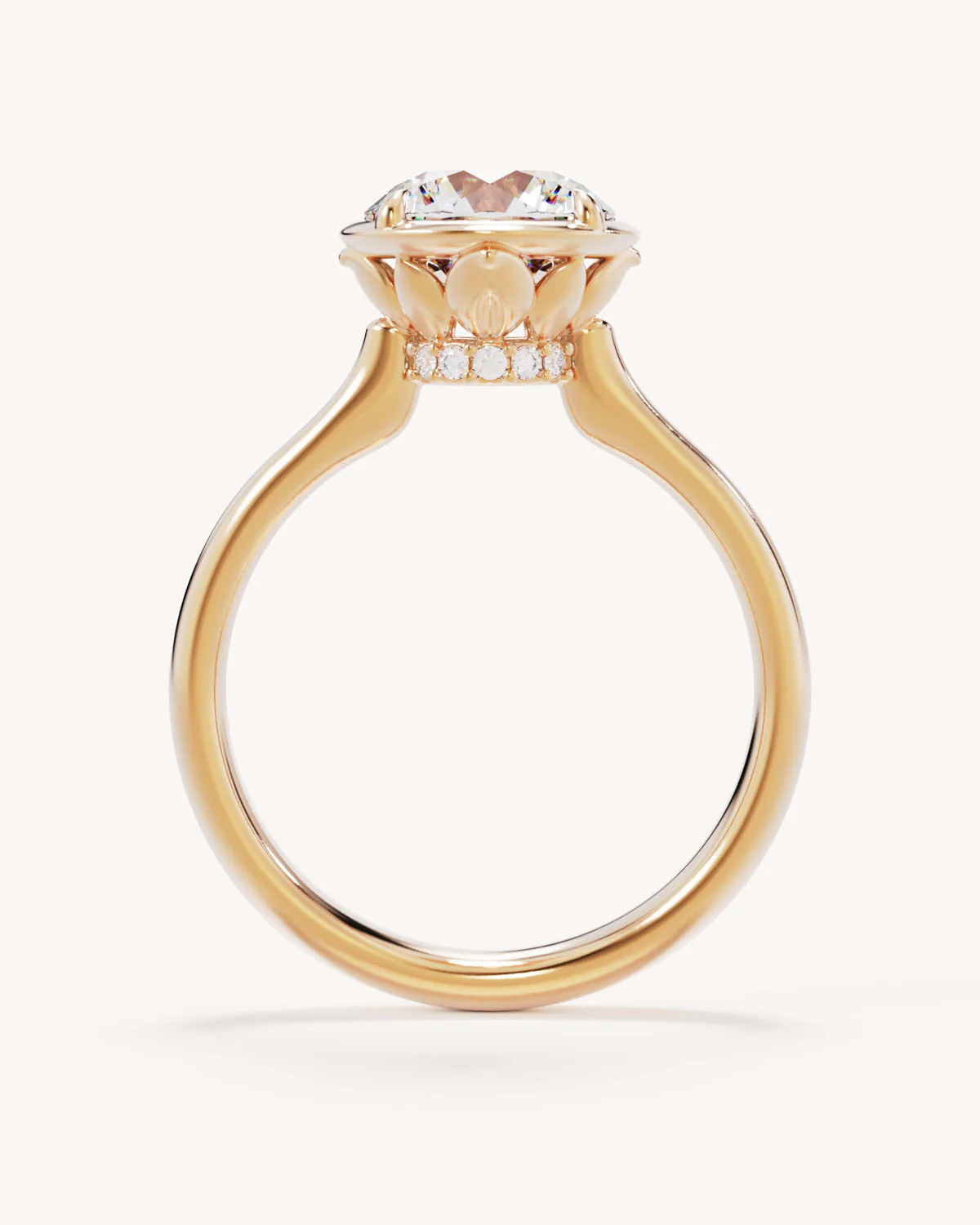 18k Solid Gold Hidden Lotus Engagement Ring - Round 2ct - Image 4