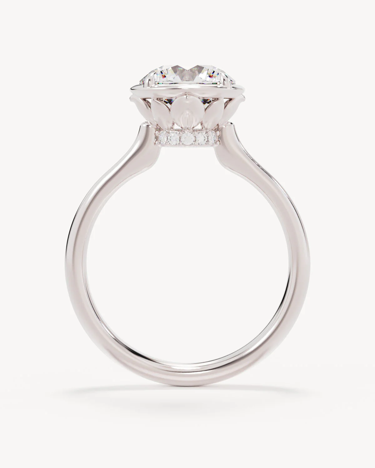 18k Solid White Gold Hidden Lotus Engagement Ring - Round 2ct - Image 4