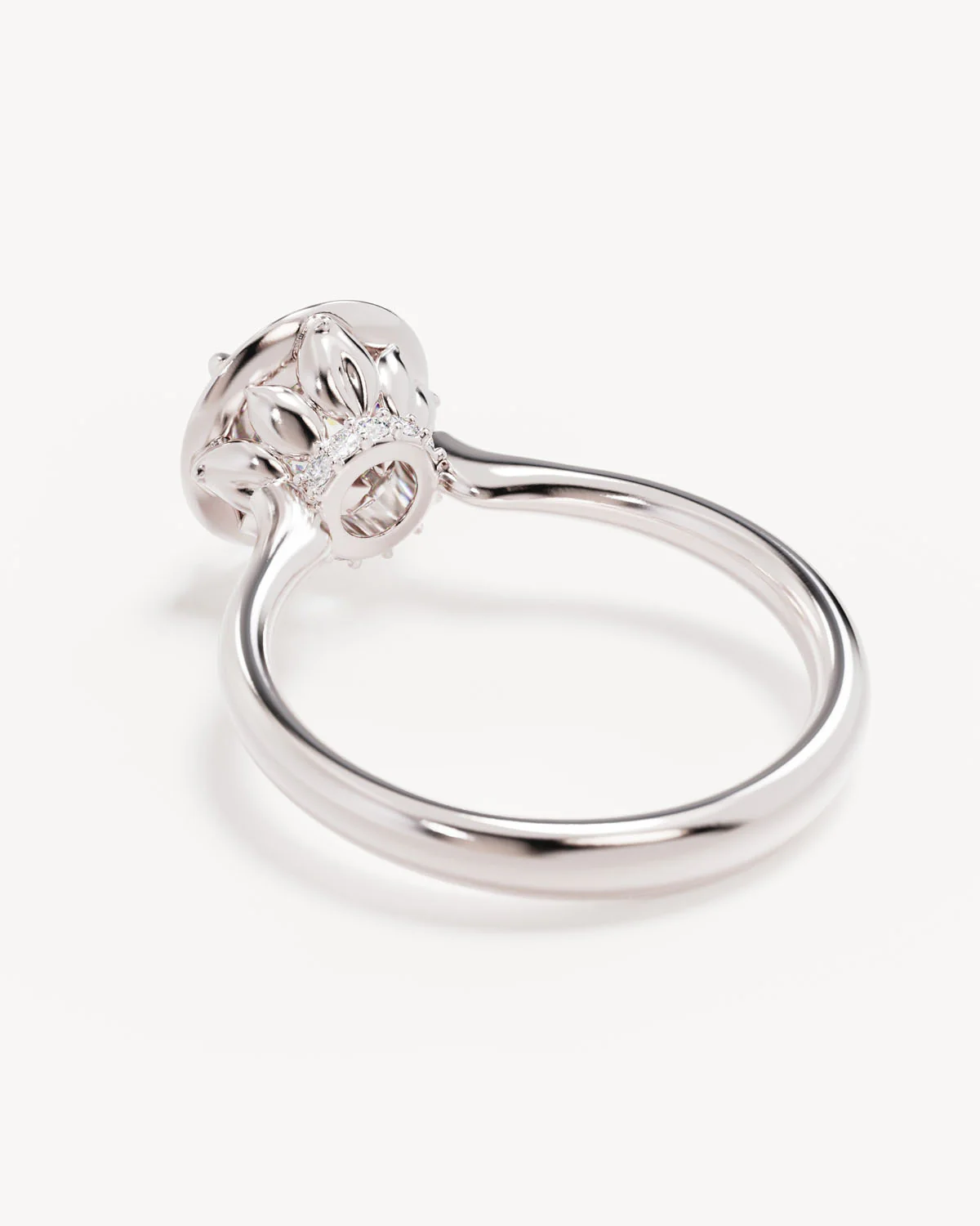 18k Solid White Gold Hidden Lotus Engagement Ring - Round 2ct - Image 5