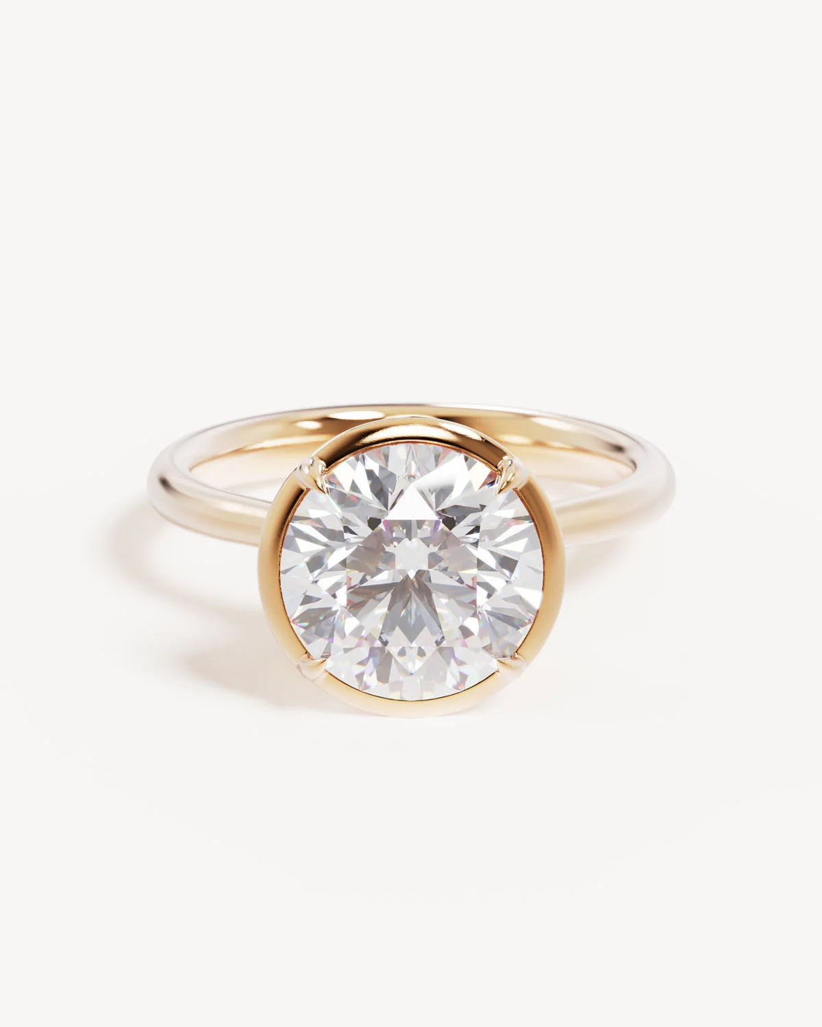 18k Solid Gold Hidden Lotus Engagement Ring - Round 3ct