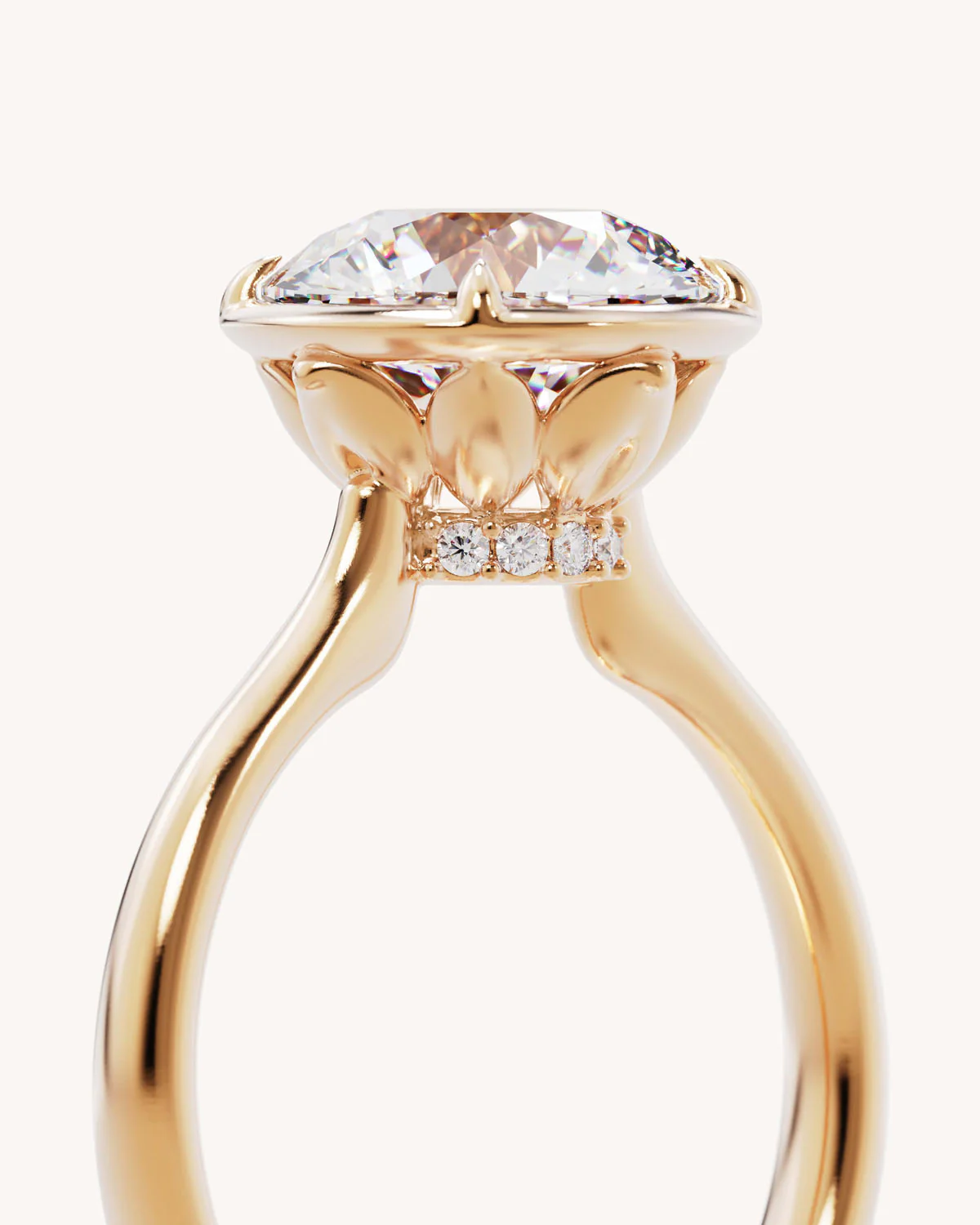 18k Solid Gold Hidden Lotus Engagement Ring - Round 3ct - Image 3