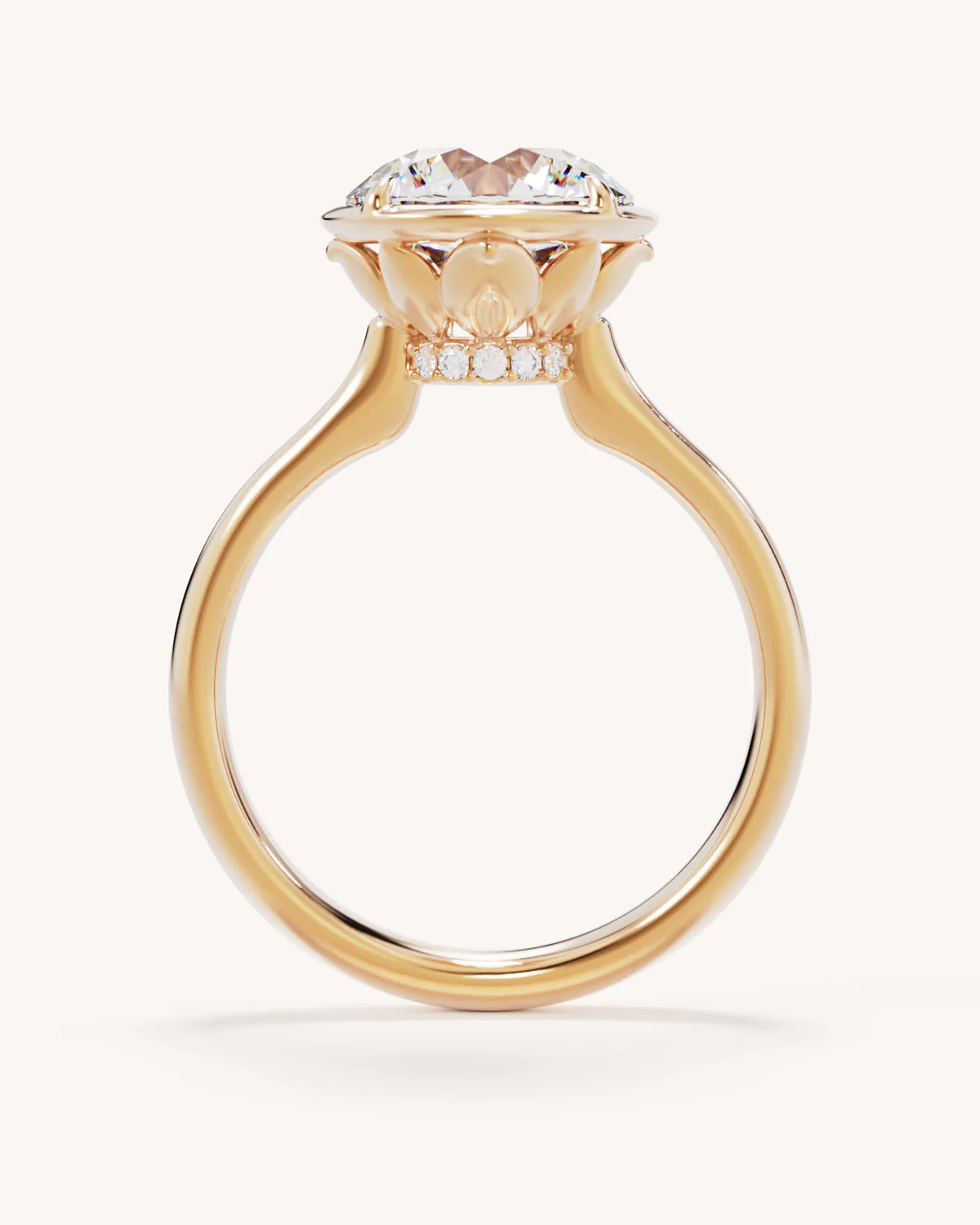 18k Solid Gold Hidden Lotus Engagement Ring - Round 3ct - Image 4