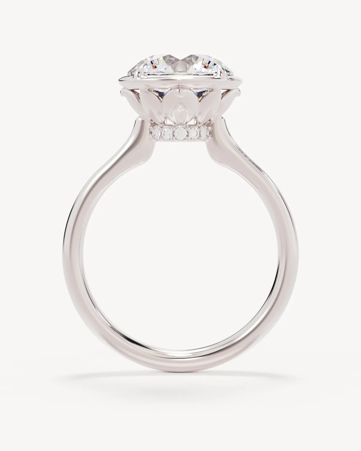 18k Solid White Gold Hidden Lotus Engagement Ring - Round 3ct - Image 4
