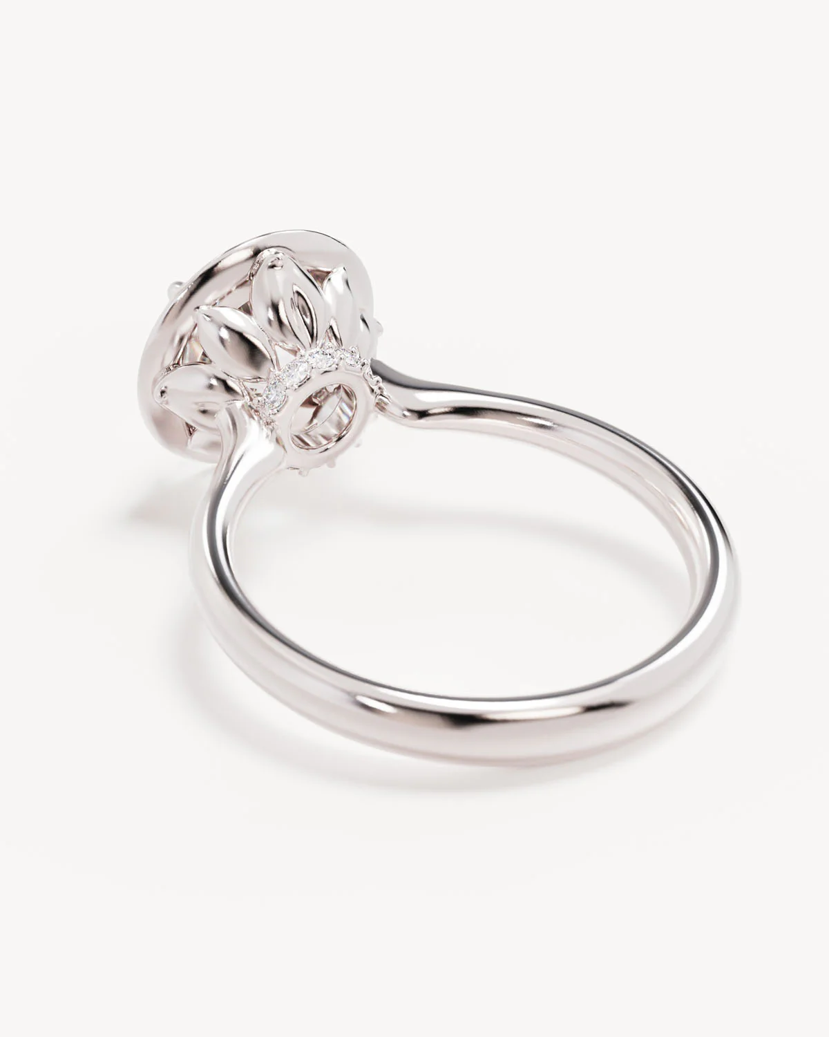 18k Solid White Gold Hidden Lotus Engagement Ring - Round 3ct - Image 5