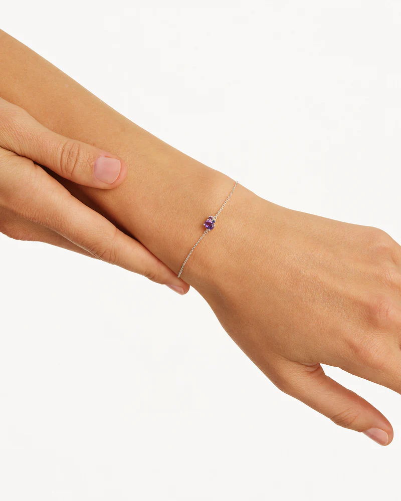 Sterling Silver Kindred Birthstone Bracelet - February - Image 2