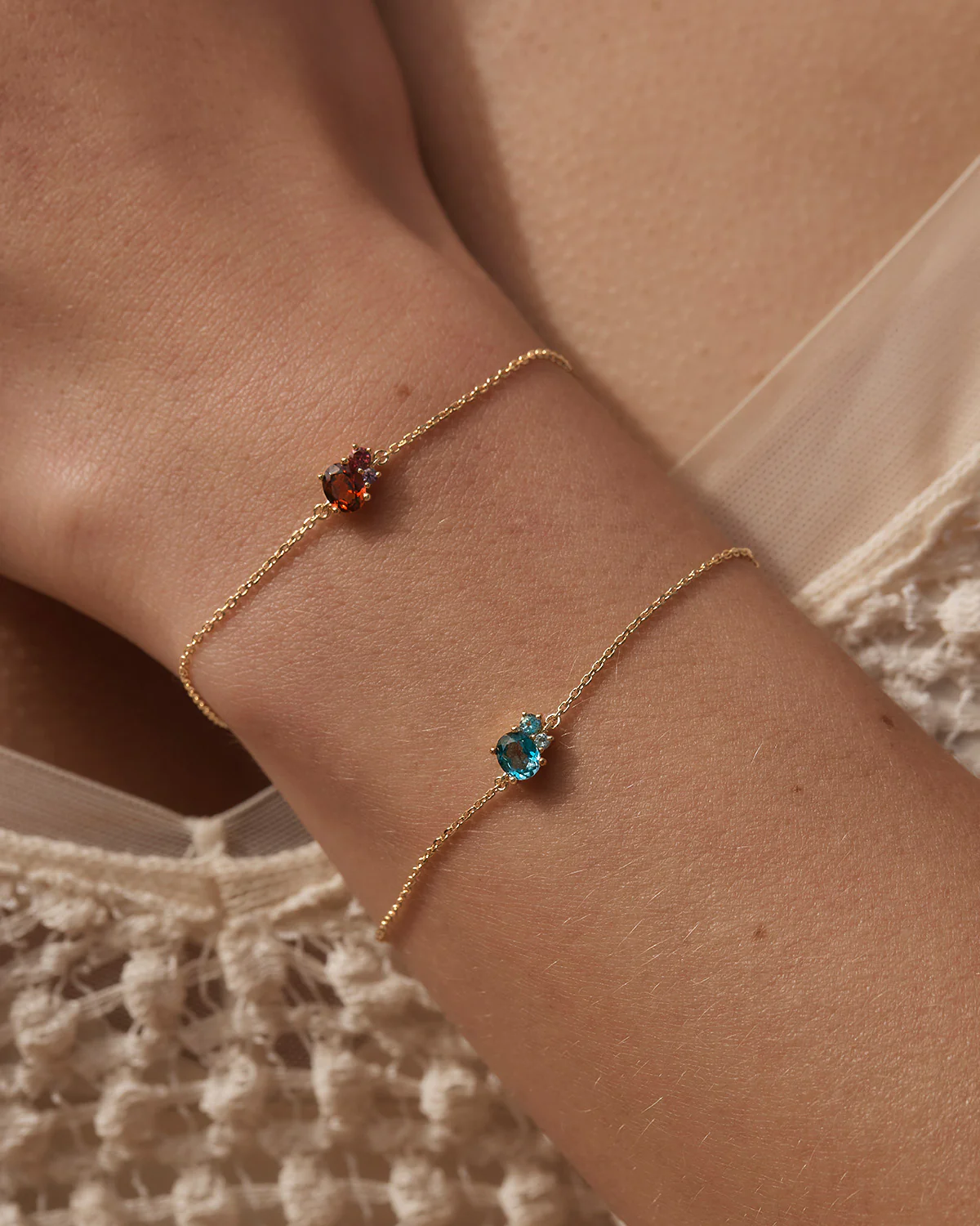 18k Gold Vermeil Kindred Birthstone Bracelet - January - Image 2