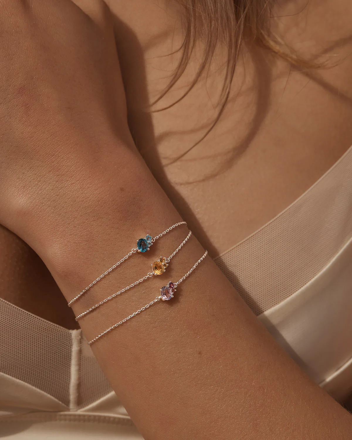 Sterling Silver Kindred Birthstone Bracelet - October - Image 2