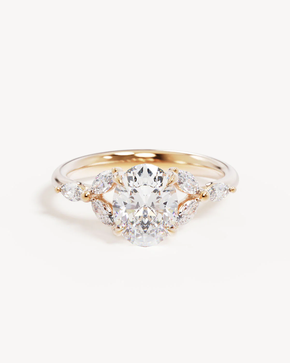 18k Solid Gold Lotus Bloom Engagement Ring - Oval 1.5ct