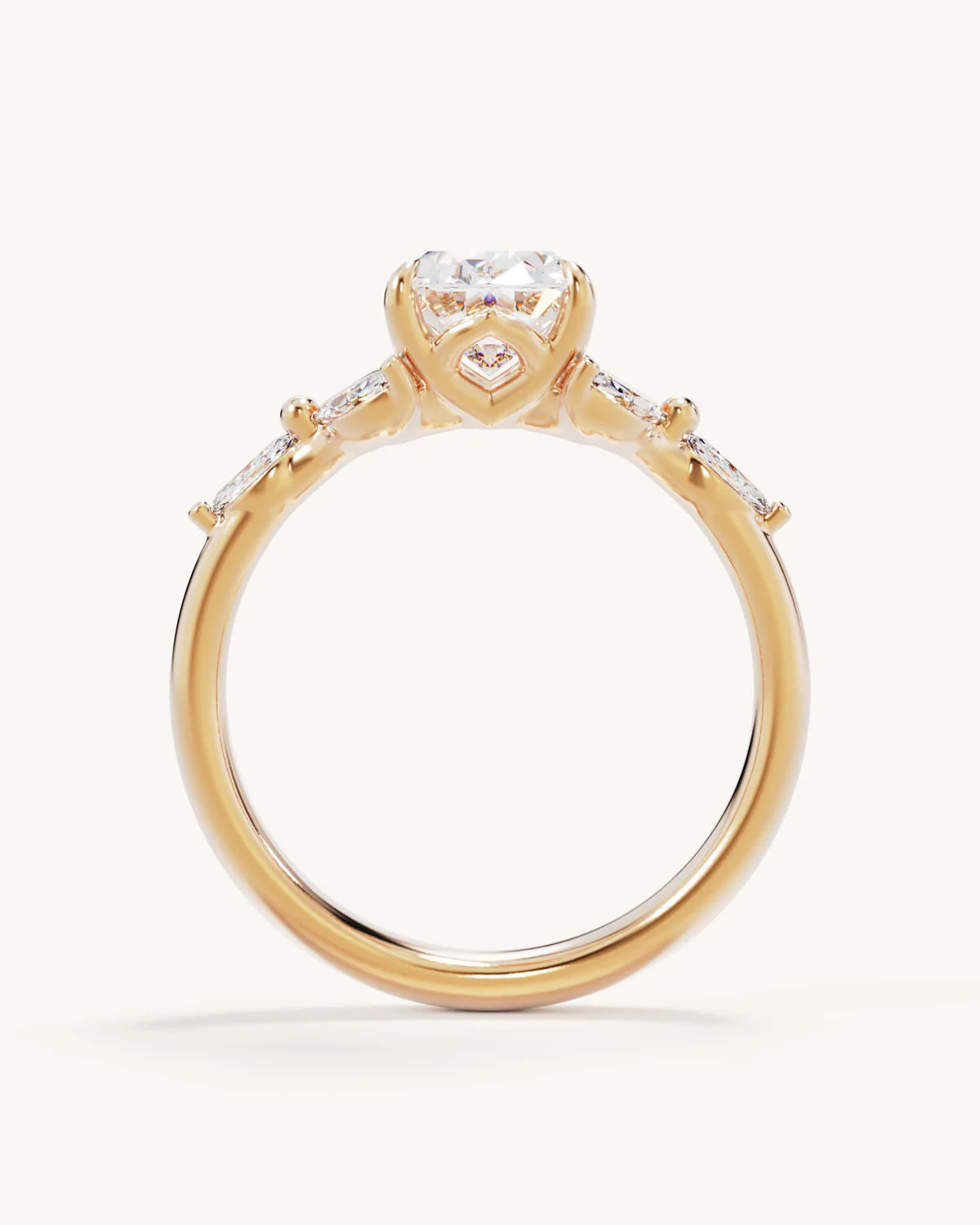 18k Solid Gold Lotus Bloom Engagement Ring - Oval 1.5ct - Image 4