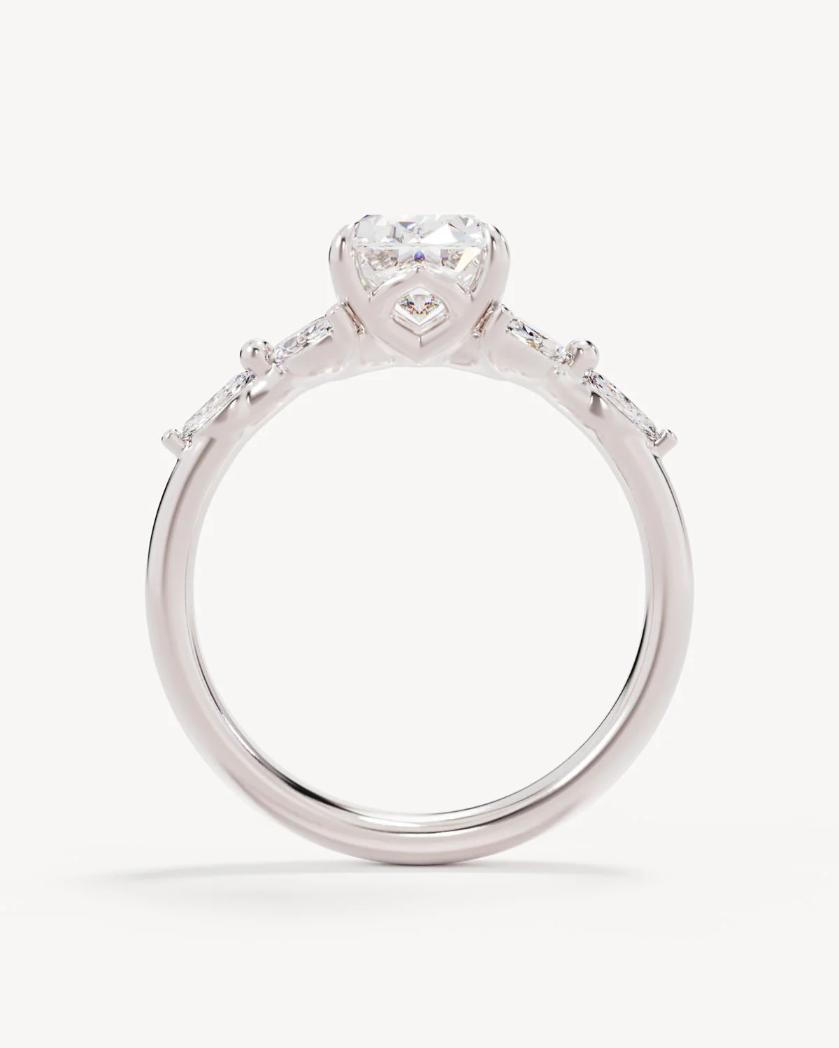 18k Solid White Gold Lotus Bloom Engagement Ring - Oval 1.5ct - Image 4