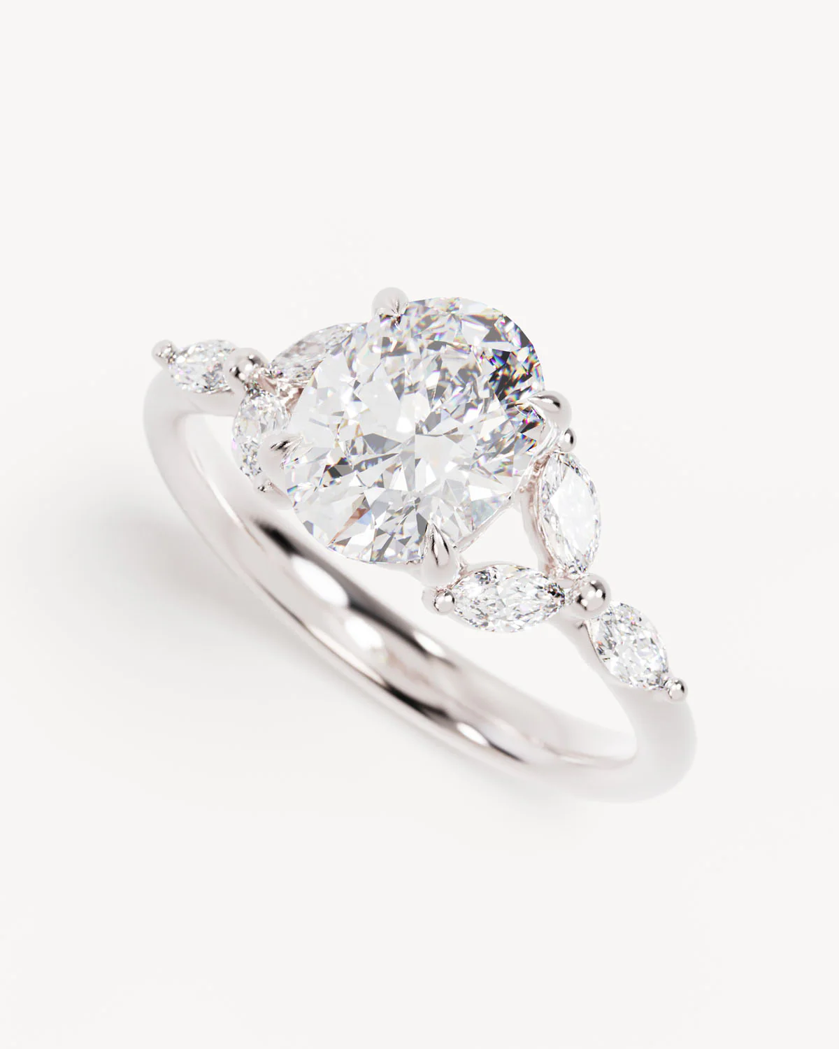 18k Solid White Gold Lotus Bloom Engagement Ring - Oval 1.5ct - Image 5
