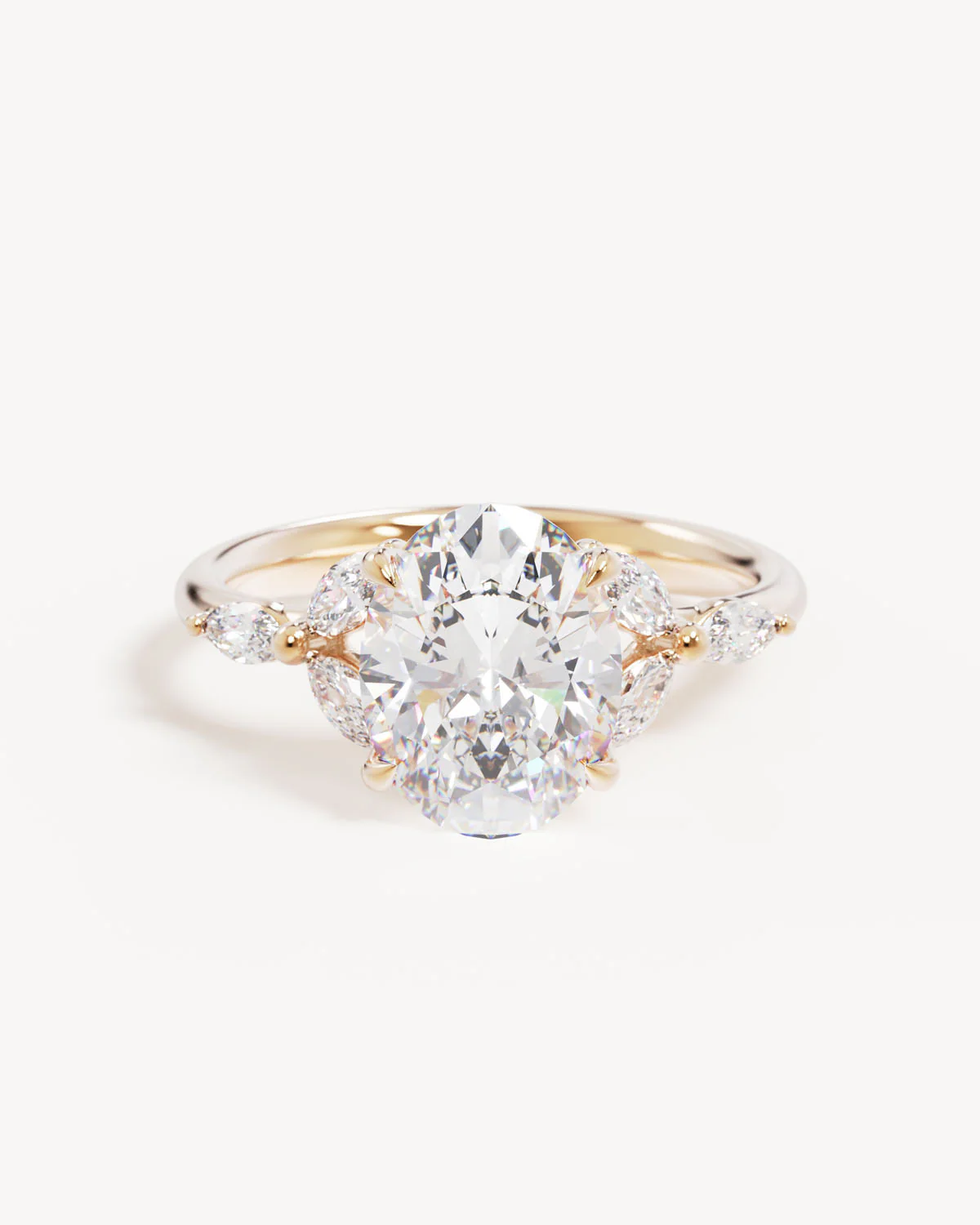 18k Solid Gold Lotus Bloom Engagement Ring - Oval 2.5ct