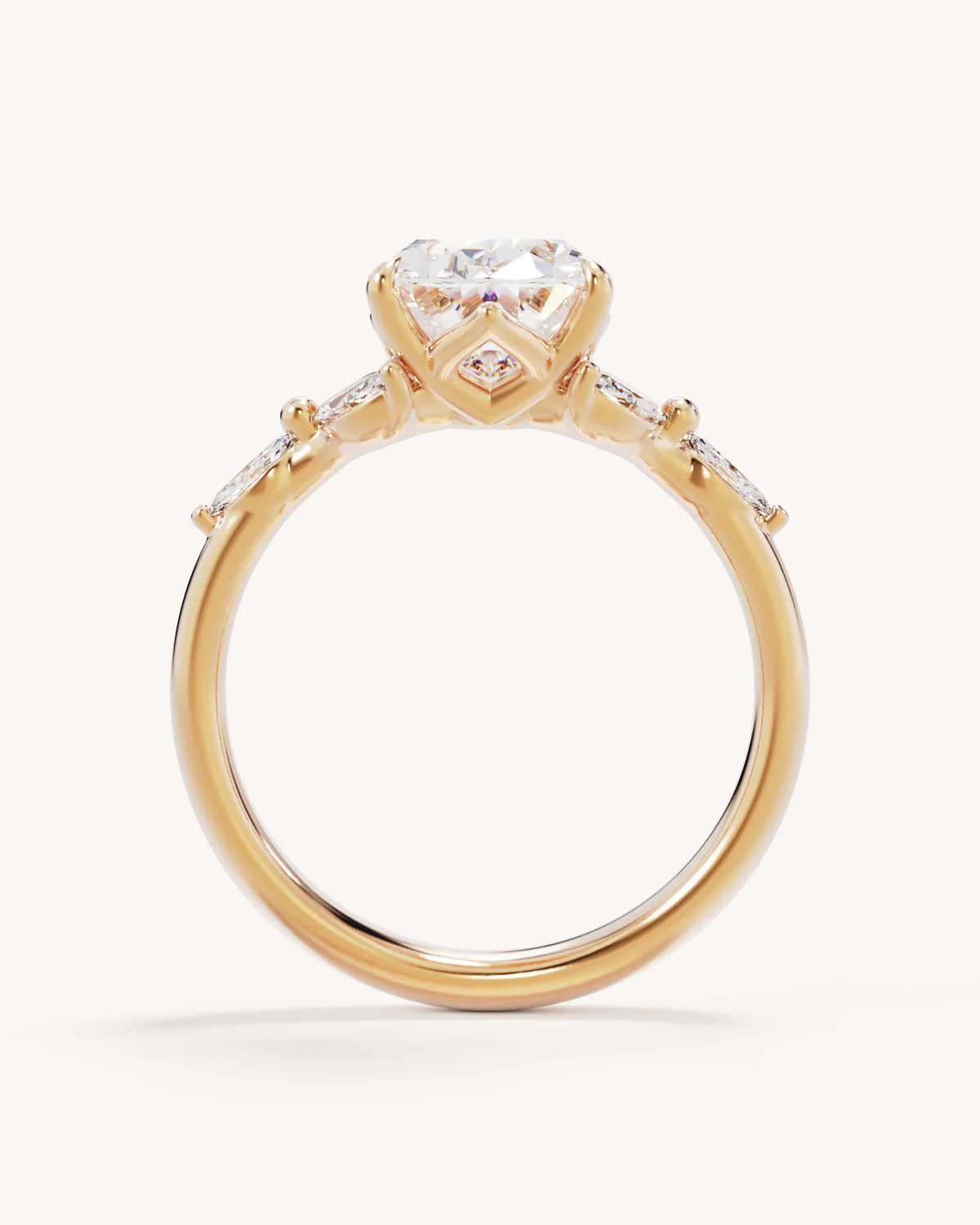 18k Solid Gold Lotus Bloom Engagement Ring - Oval 2.5ct - Image 4