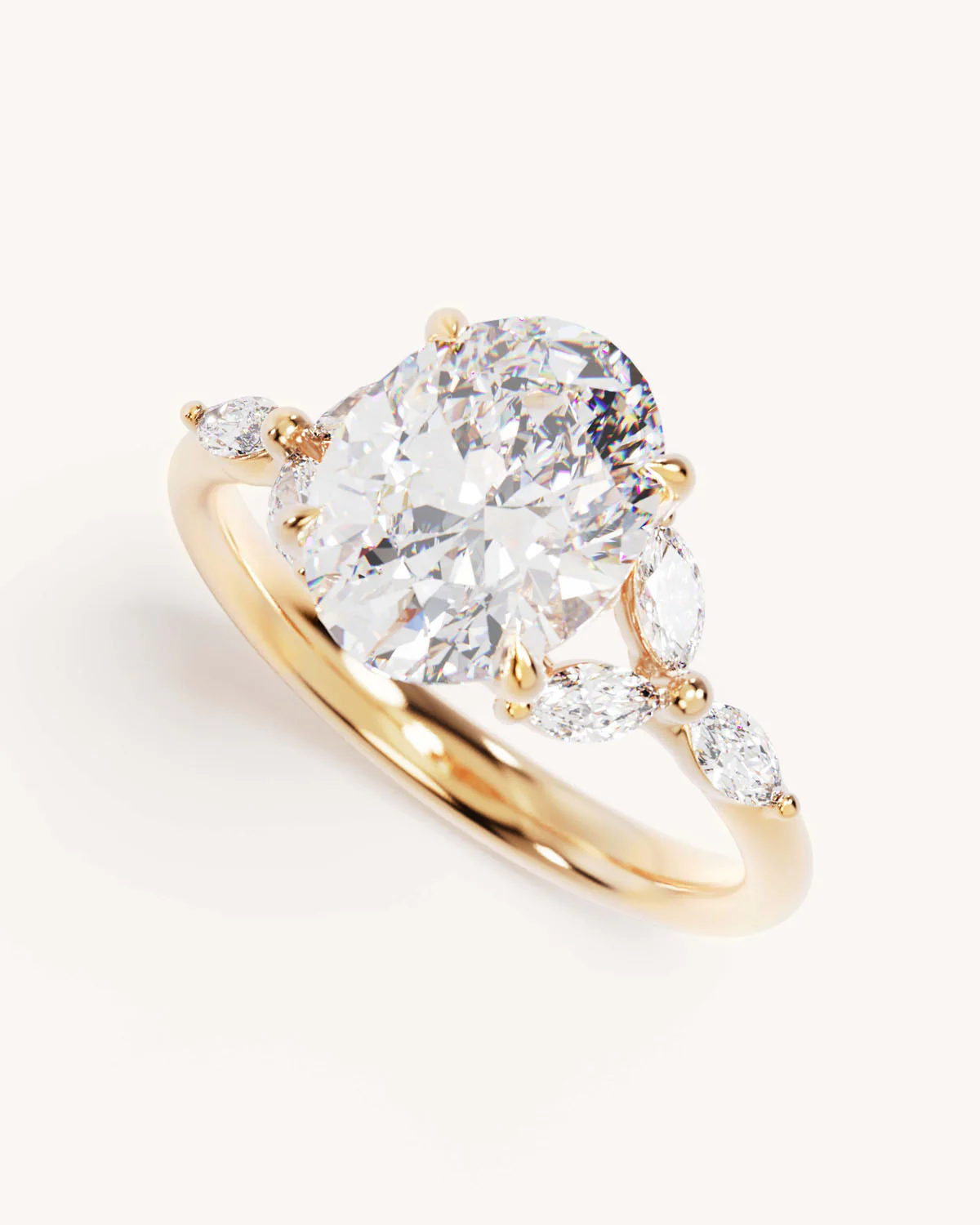 18k Solid Gold Lotus Bloom Engagement Ring - Oval 2.5ct - Image 5
