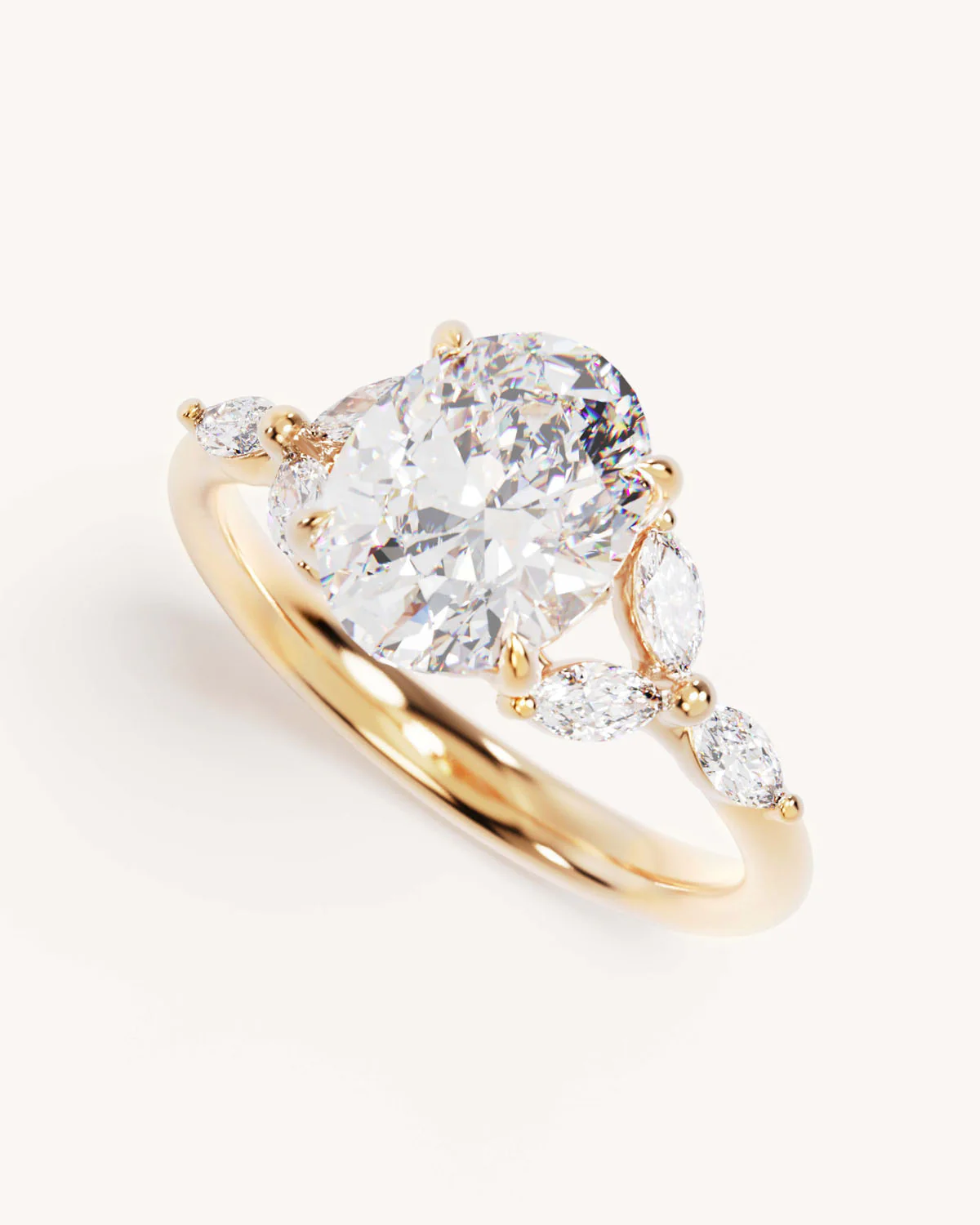 18k Solid Gold Lotus Bloom Engagement Ring - Oval 2ct - Image 5