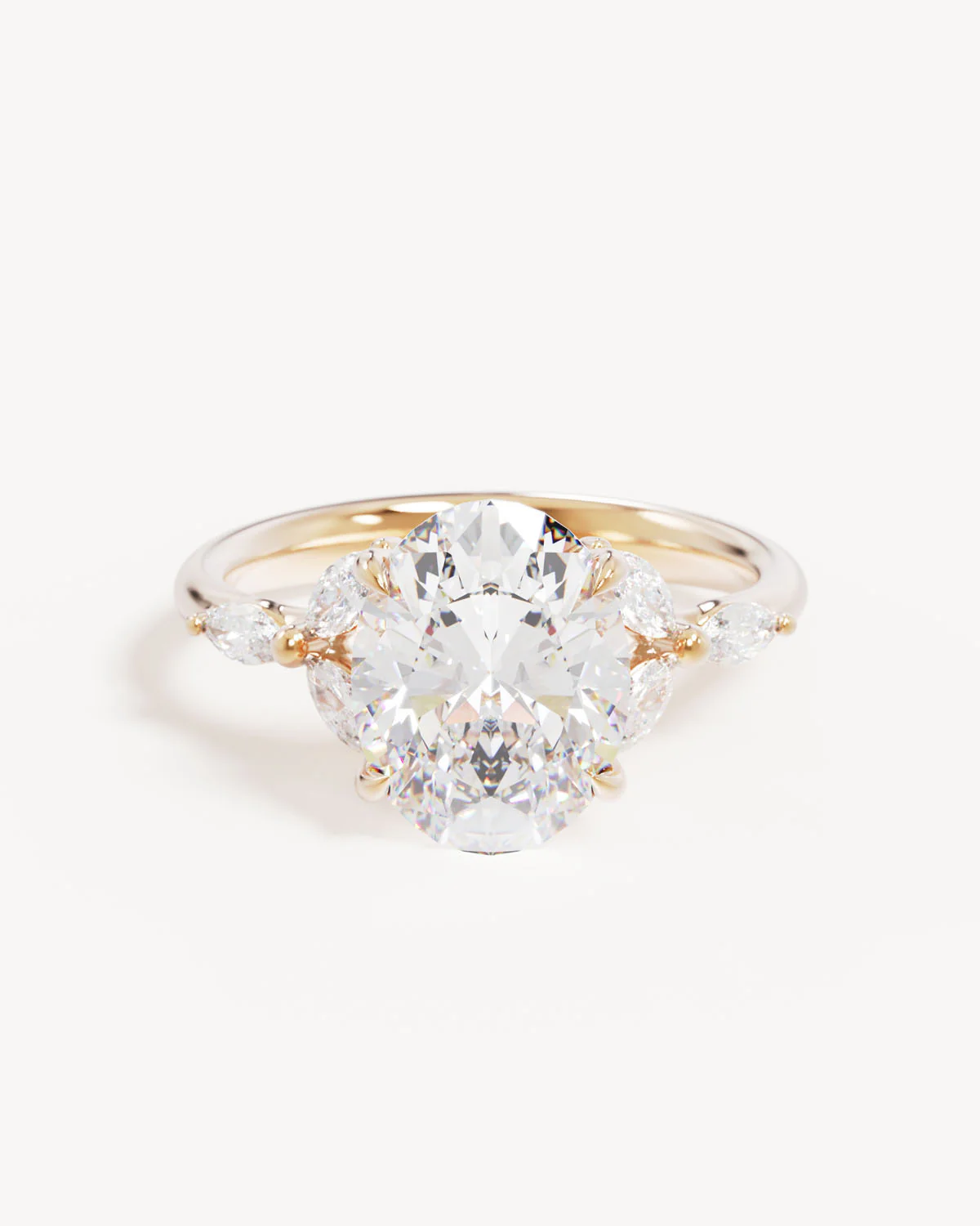 18k Solid Gold Lotus Bloom Engagement Ring - Oval 3ct
