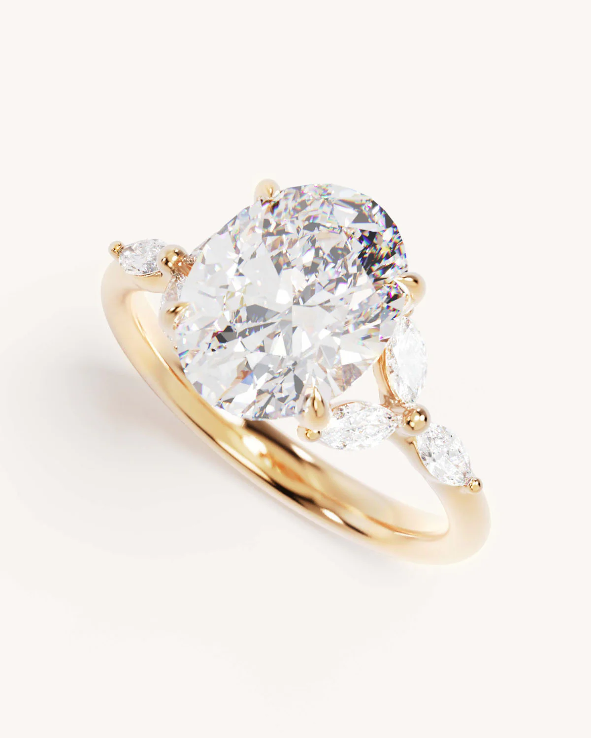 18k Solid Gold Lotus Bloom Engagement Ring - Oval 3ct - Image 5