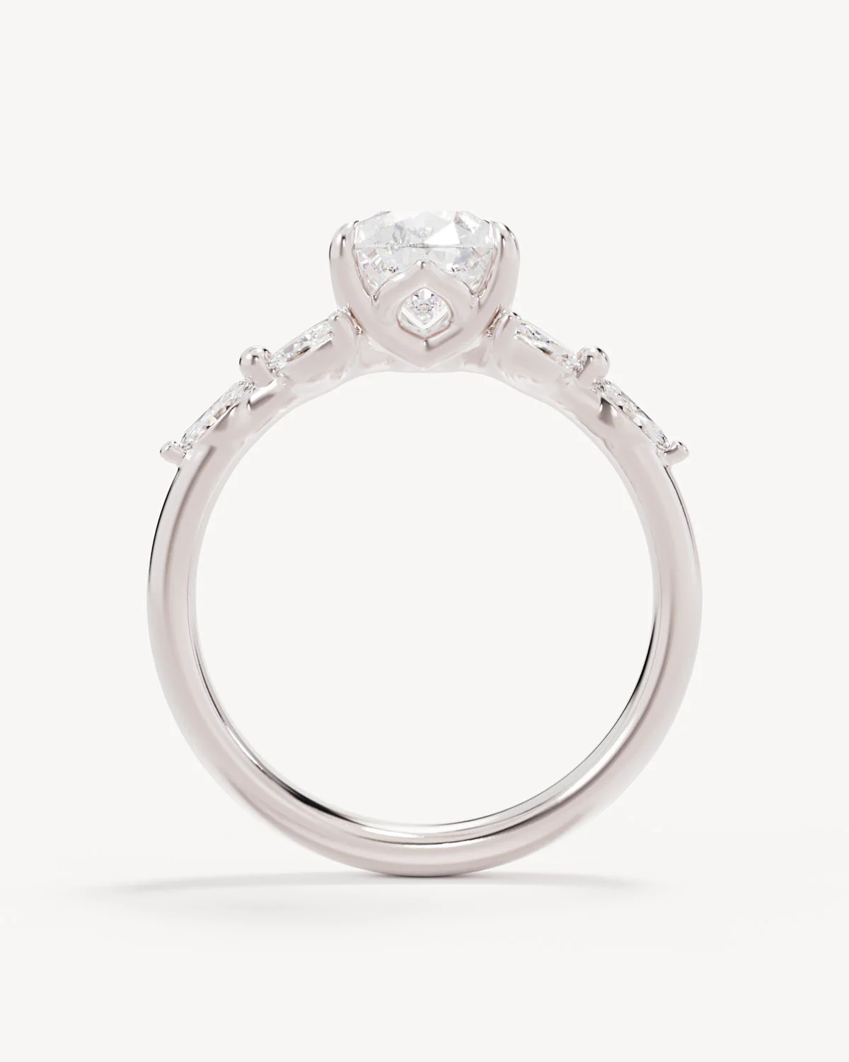 18k Solid White Gold Lotus Bloom Engagement Ring - Pear 1.5ct - Image 4