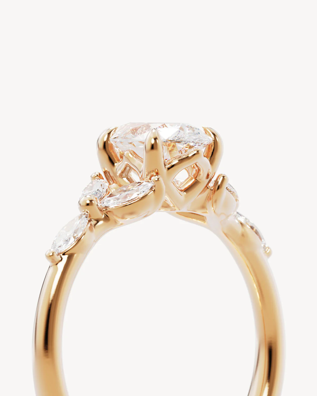 18k Solid Gold Lotus Bloom Engagement Ring - Pear - Image 3