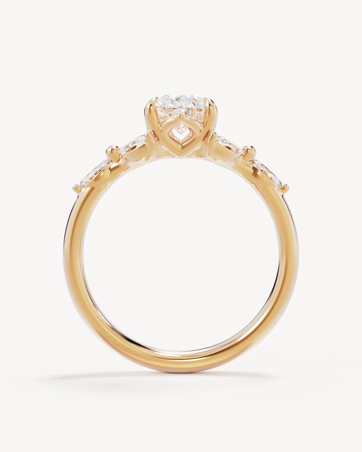 18k Solid Gold Lotus Bloom Engagement Ring - Pear - Image 4