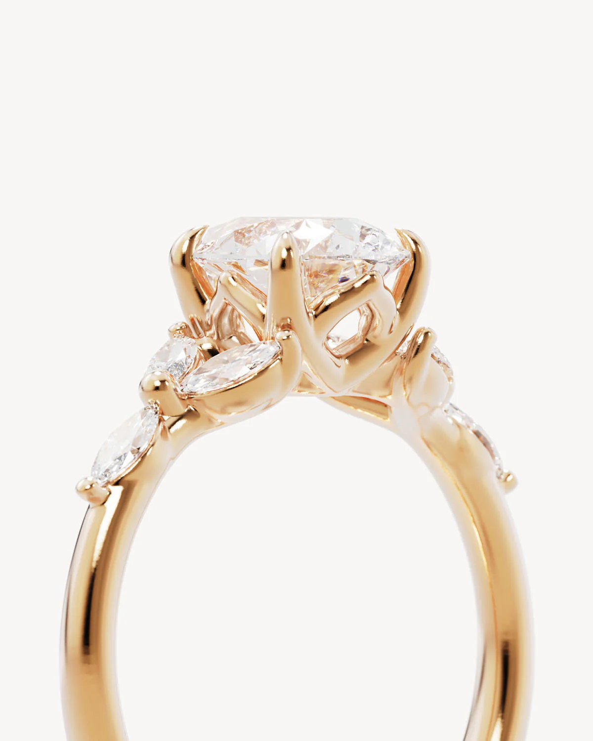 18k Solid Gold Lotus Bloom Engagement Ring - Pear 2.5ct - Image 3