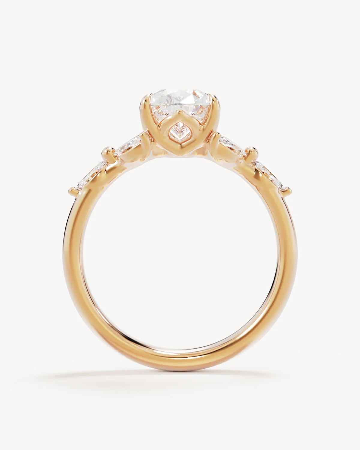 18k Solid Gold Lotus Bloom Engagement Ring - Pear 2.5ct - Image 4