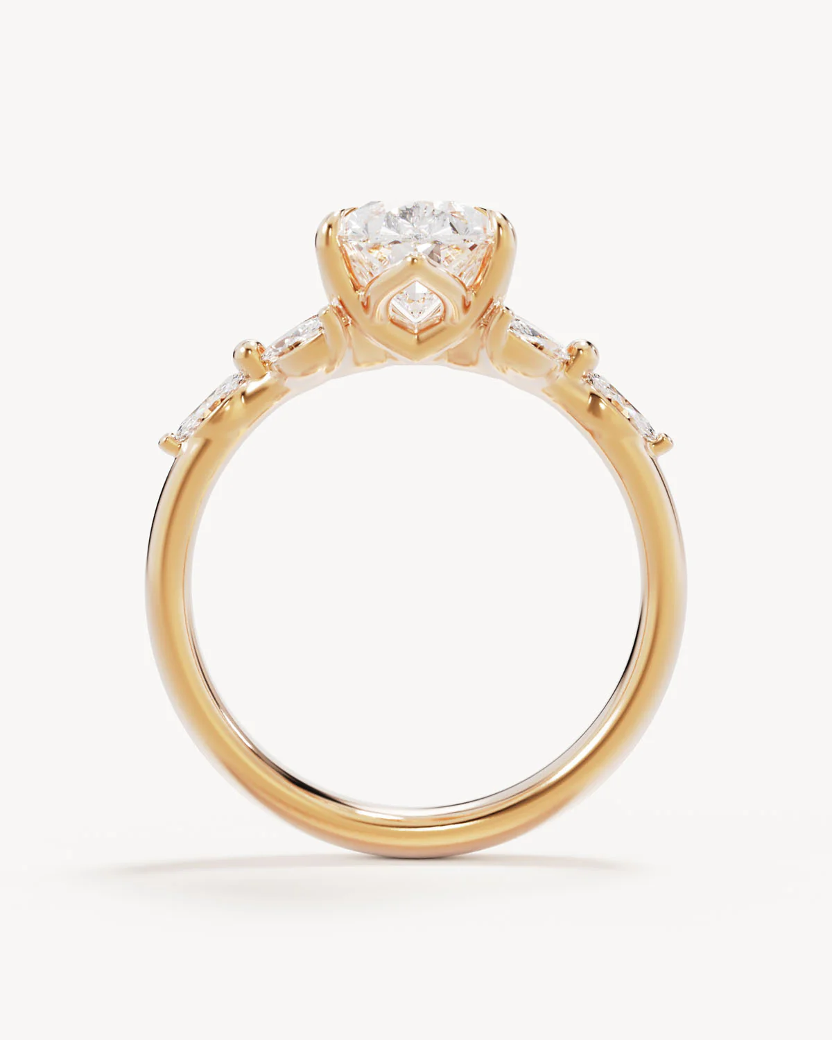 18k Solid Gold Lotus Bloom Engagement Ring - Pear 2ct - Image 4