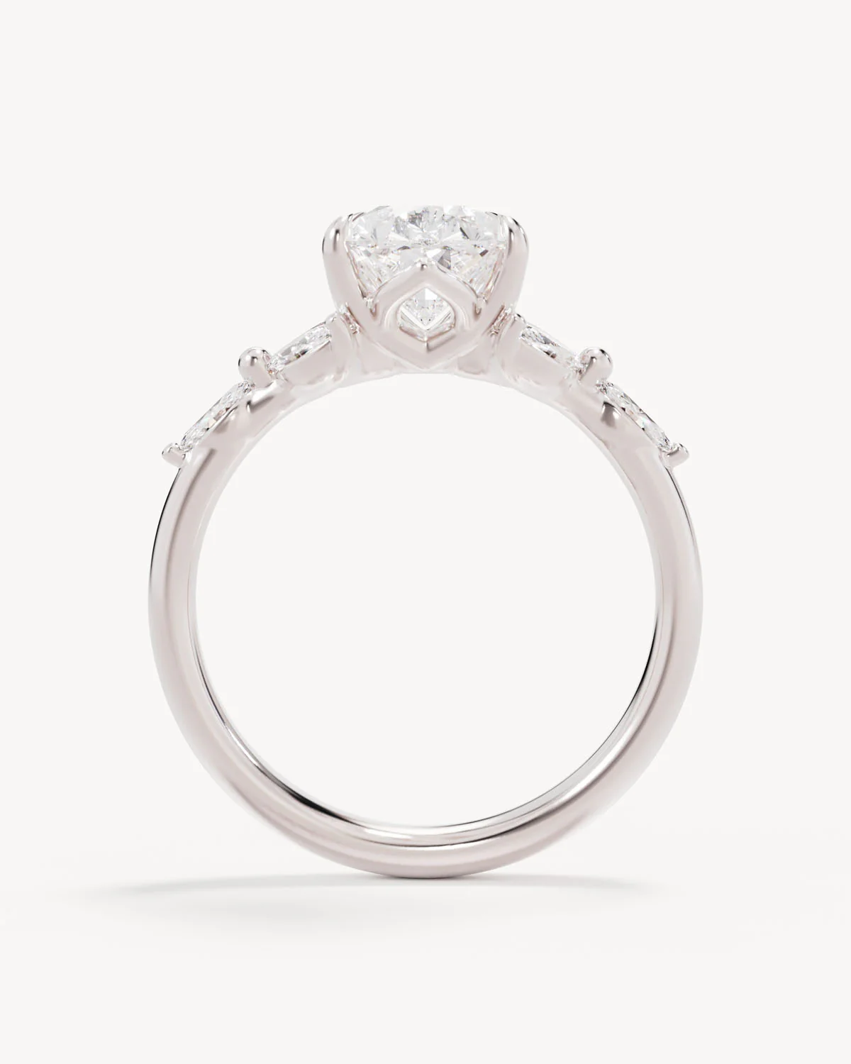 18k Solid White Gold Lotus Bloom Engagement Ring - Pear 2ct - Image 4