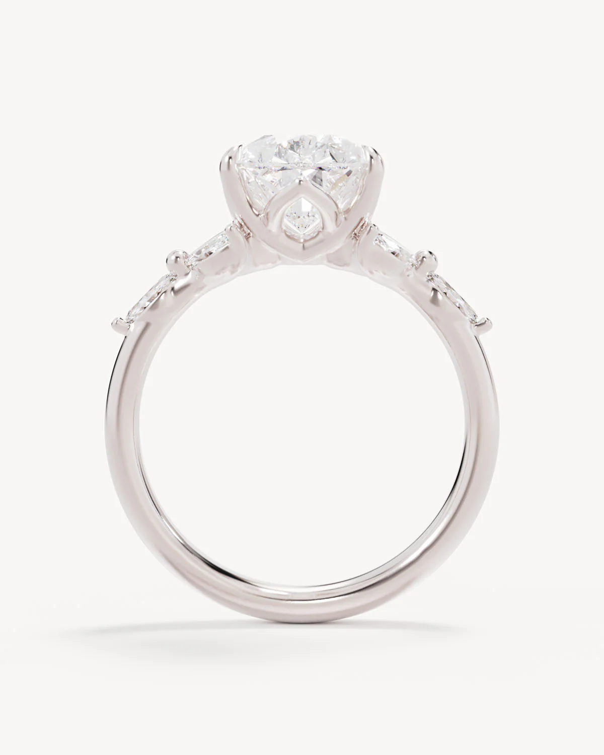 18k Solid White Gold Lotus Bloom Engagement Ring - Pear 3ct - Image 4