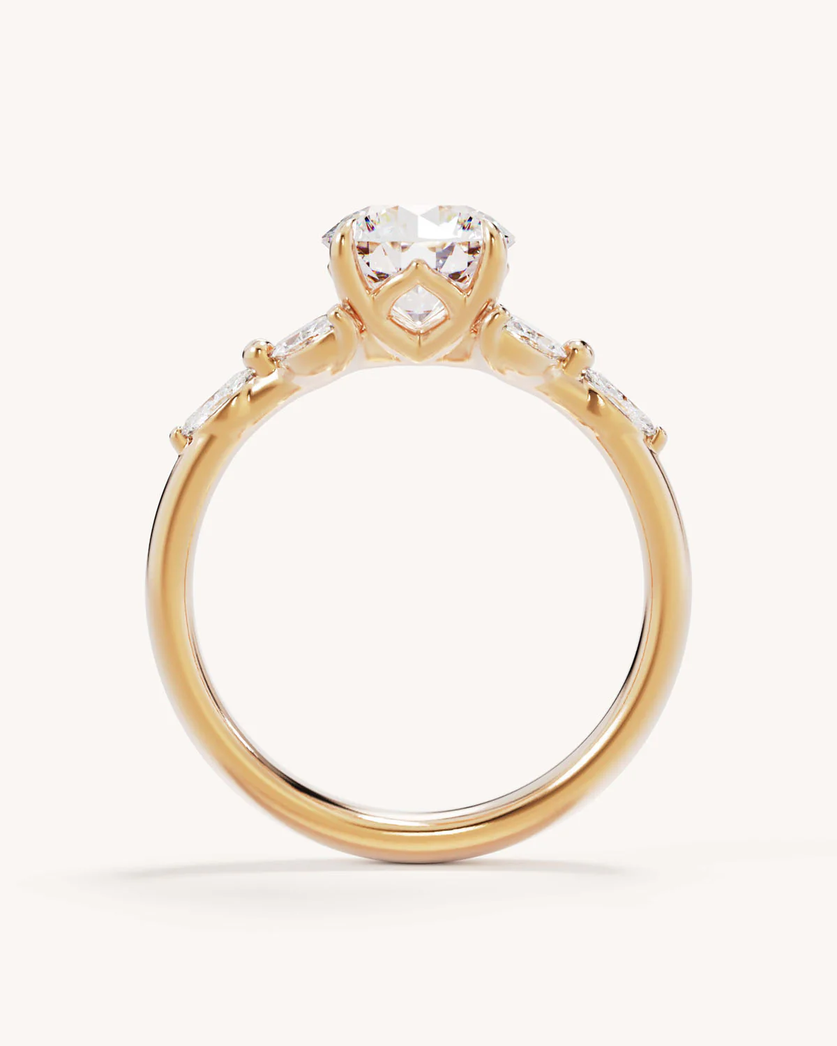 18k Solid Gold Lotus Bloom Engagement Ring - Round 1.5ct - Image 4