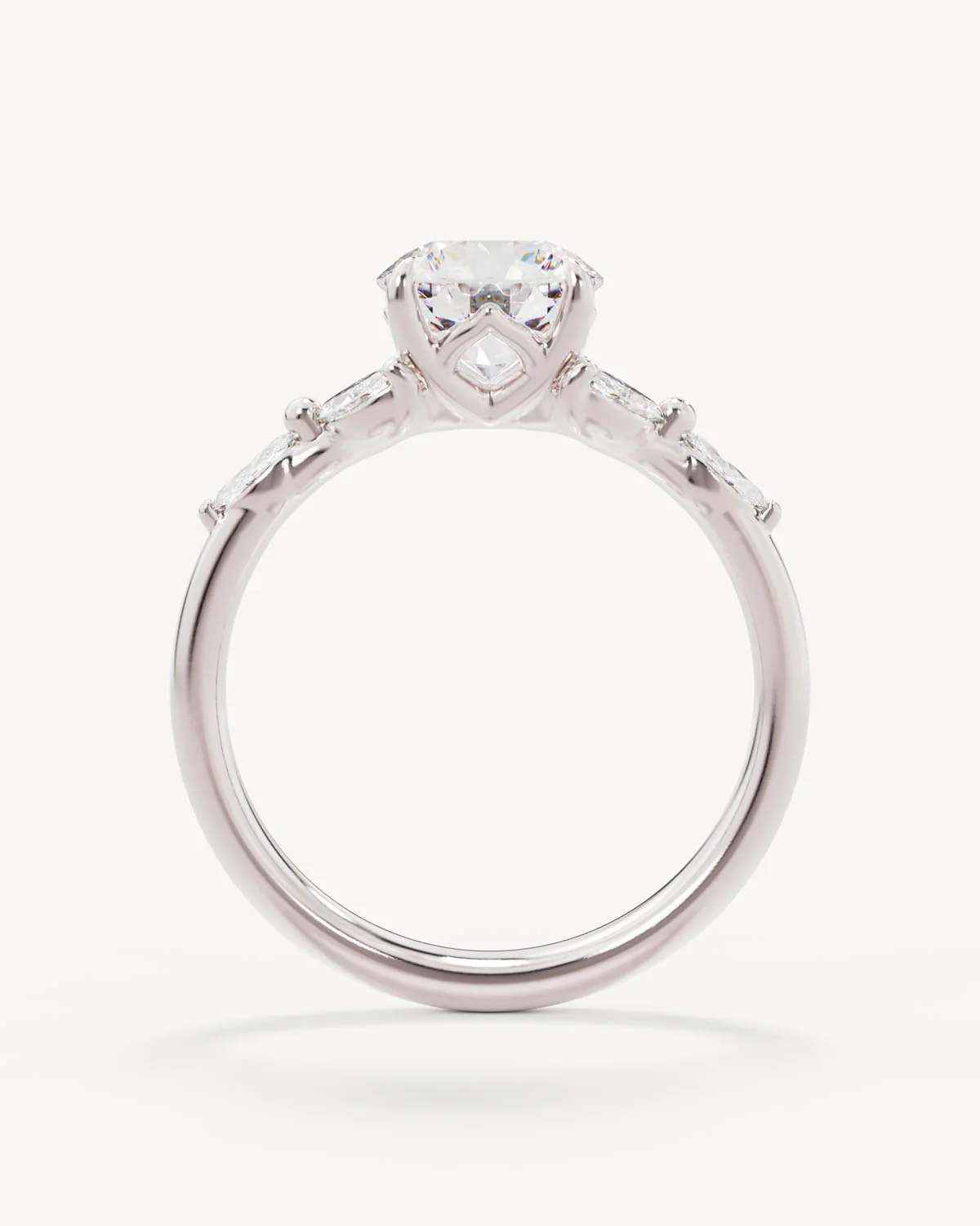 18k Solid White Gold Lotus Bloom Engagement Ring - Round 1.5ct - Image 4