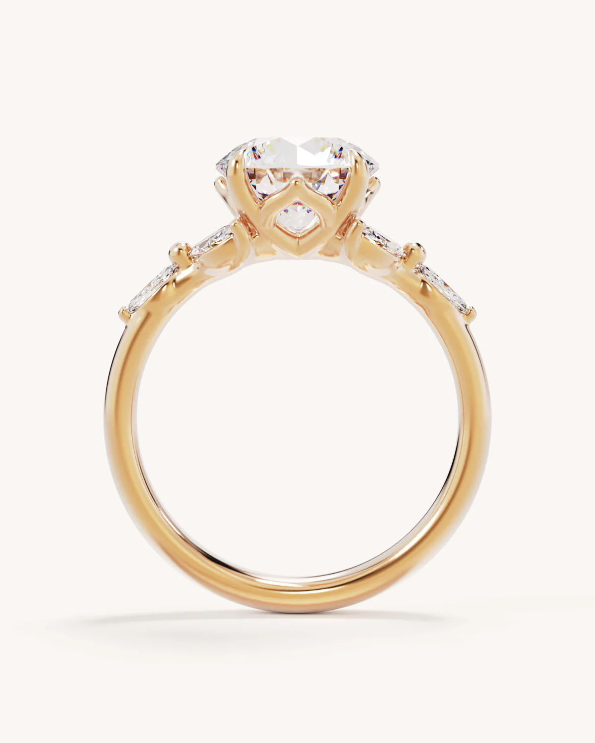 18k Solid Gold Lotus Bloom Engagement Ring - Round 2.5ct - Image 4