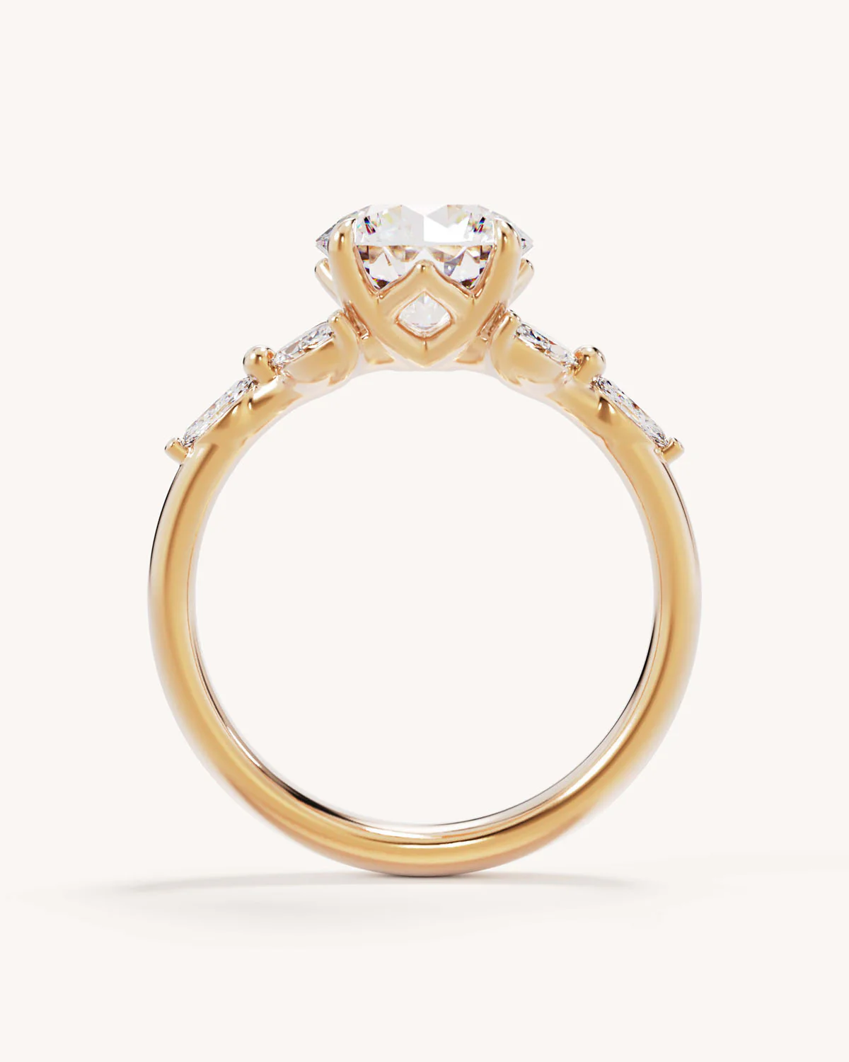18k Solid Gold Lotus Bloom Engagement Ring - Round 2ct - Image 4