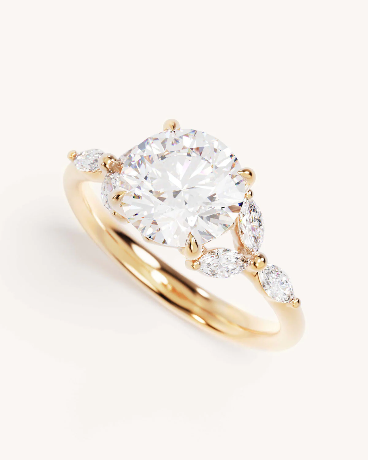 18k Solid Gold Lotus Bloom Engagement Ring - Round 2ct - Image 5