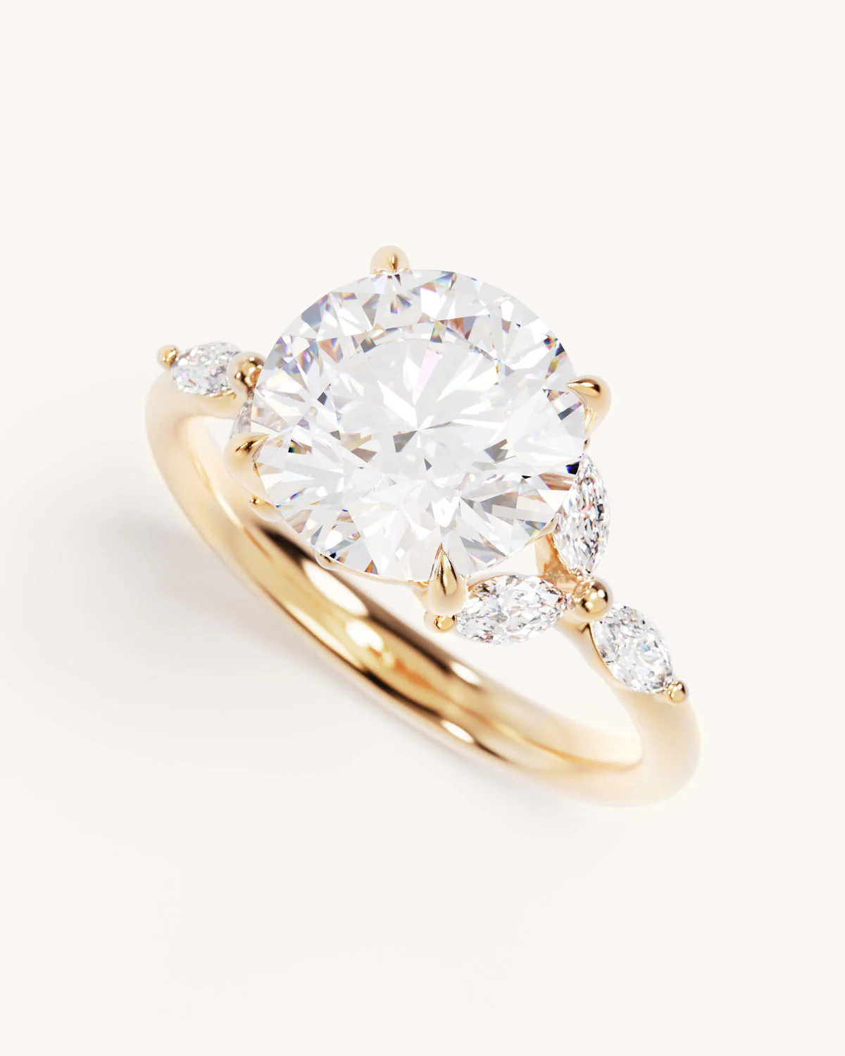 18k Solid Gold Lotus Bloom Engagement Ring - Round 3ct - Image 5