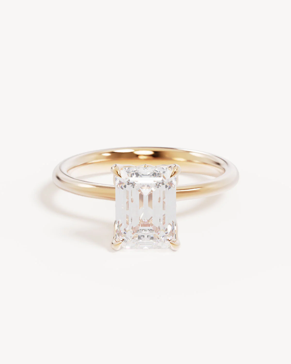 18k Solid Gold Lotus Solitaire Engagement Ring - Emerald 1.5ct