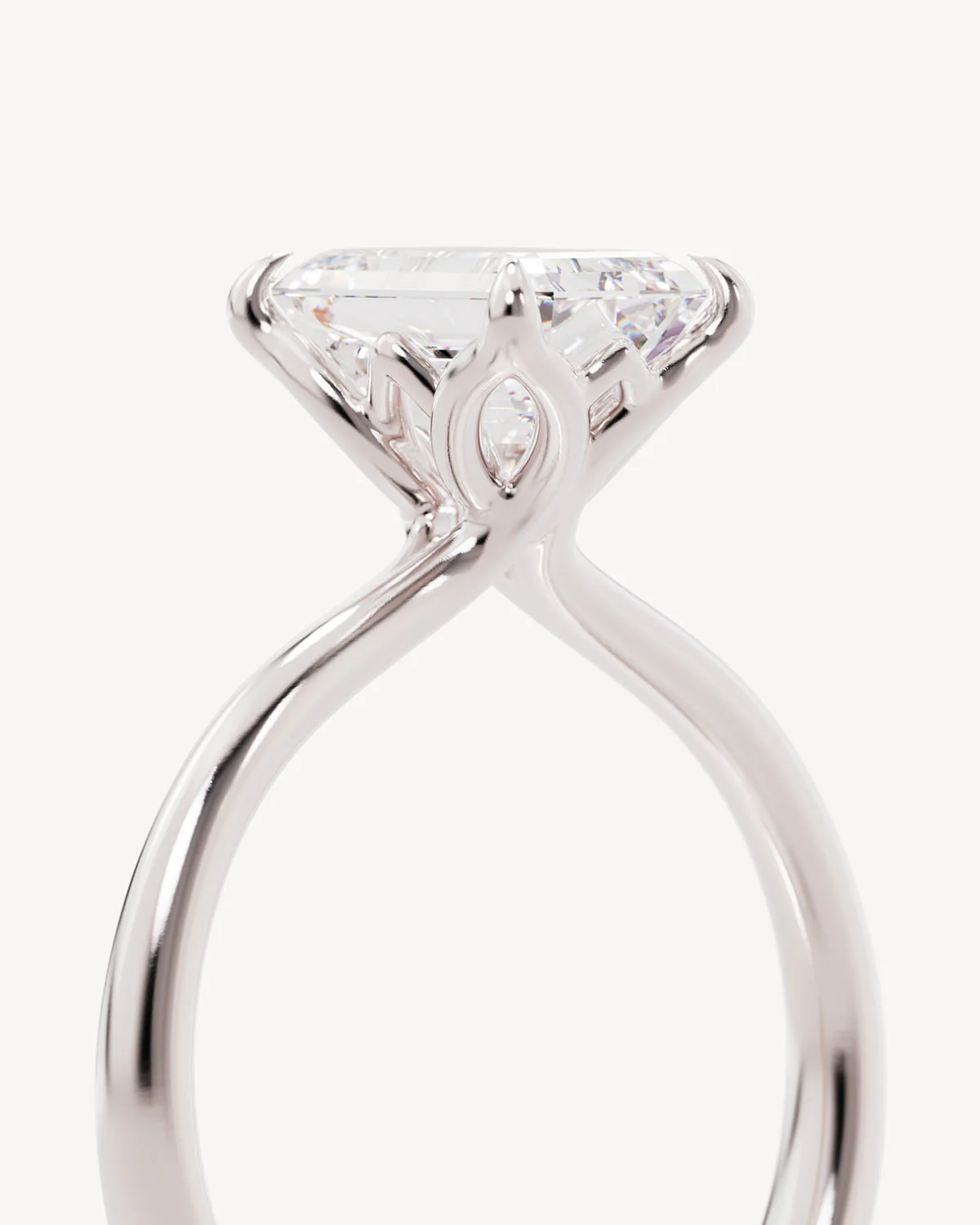 18k Solid White Gold Lotus Solitaire Engagement Ring - Emerald 1.5ct - Image 3