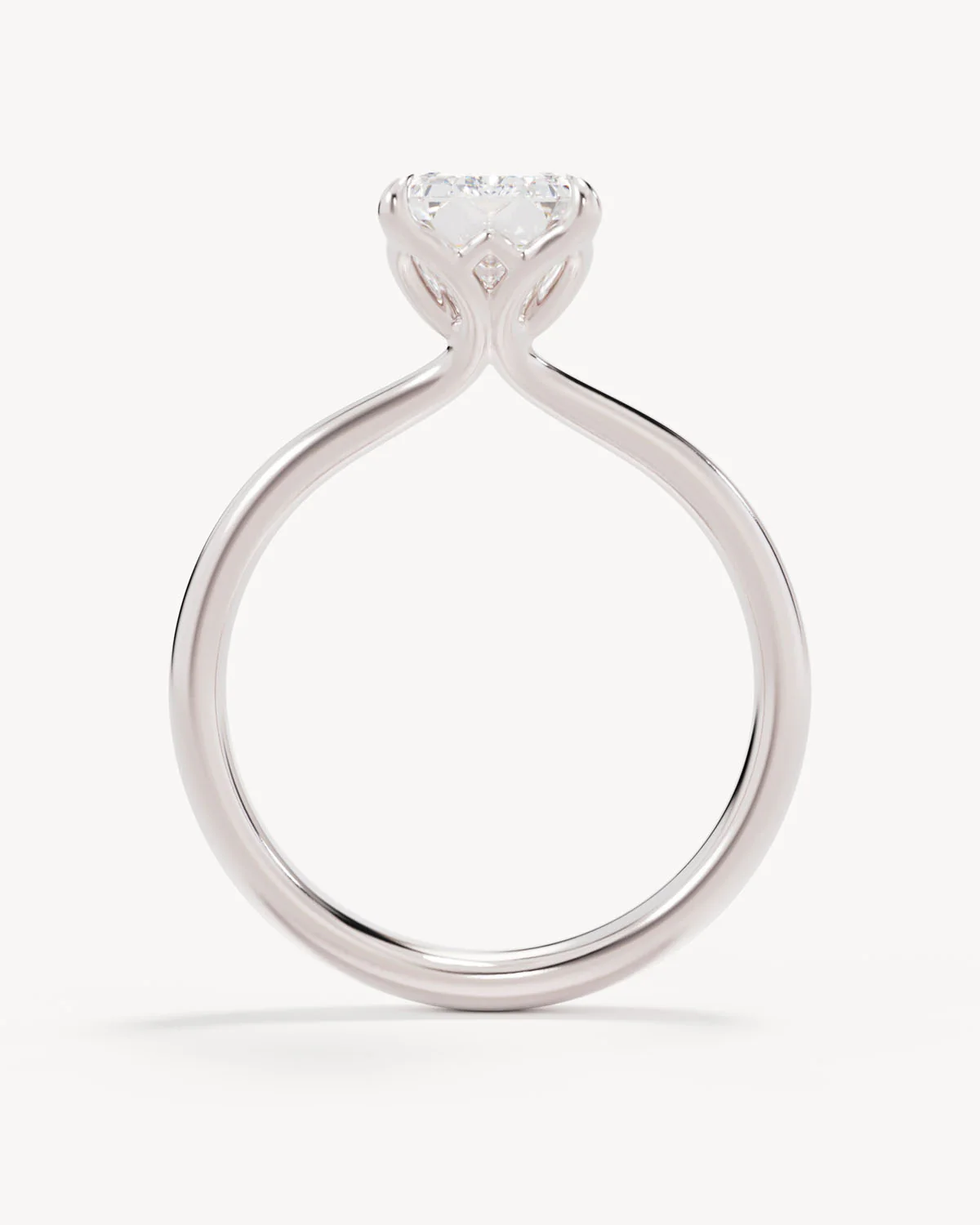 18k Solid White Gold Lotus Solitaire Engagement Ring - Emerald 1.5ct - Image 4