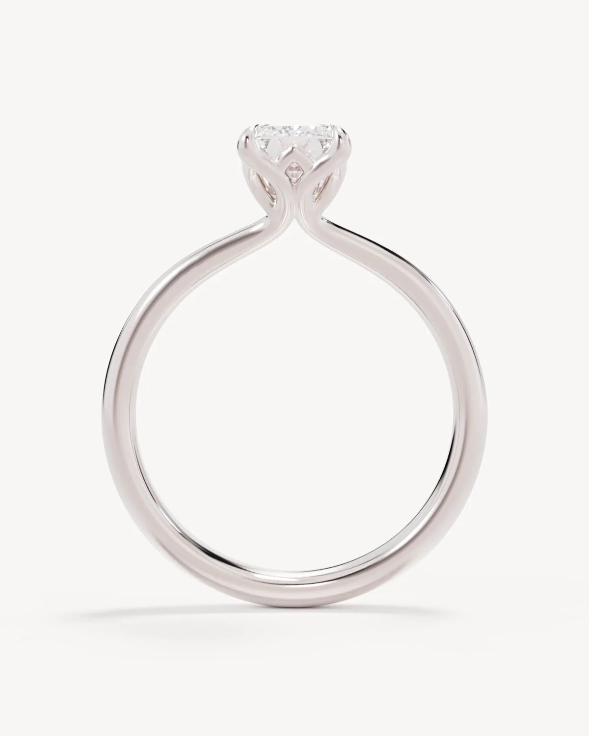 18k Solid White Gold Lotus Solitaire Engagement Ring - Emerald - Image 4