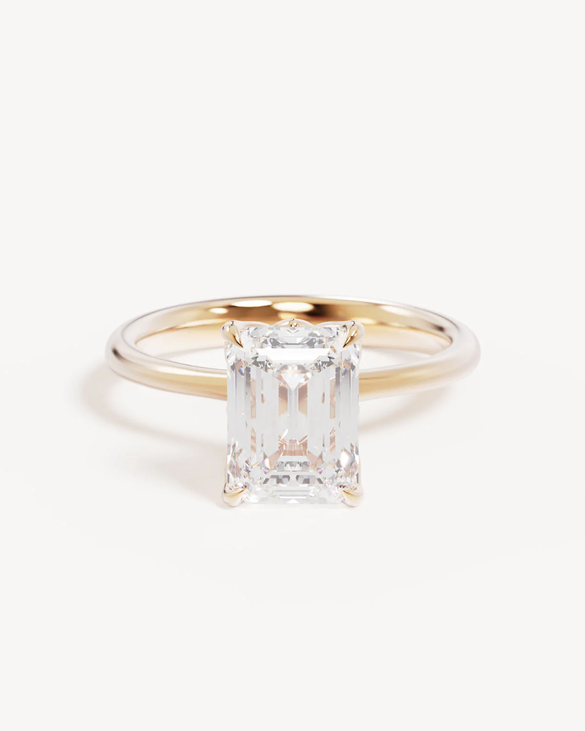 18k Solid Gold Lotus Solitaire Engagement Ring - Emerald 2.5ct
