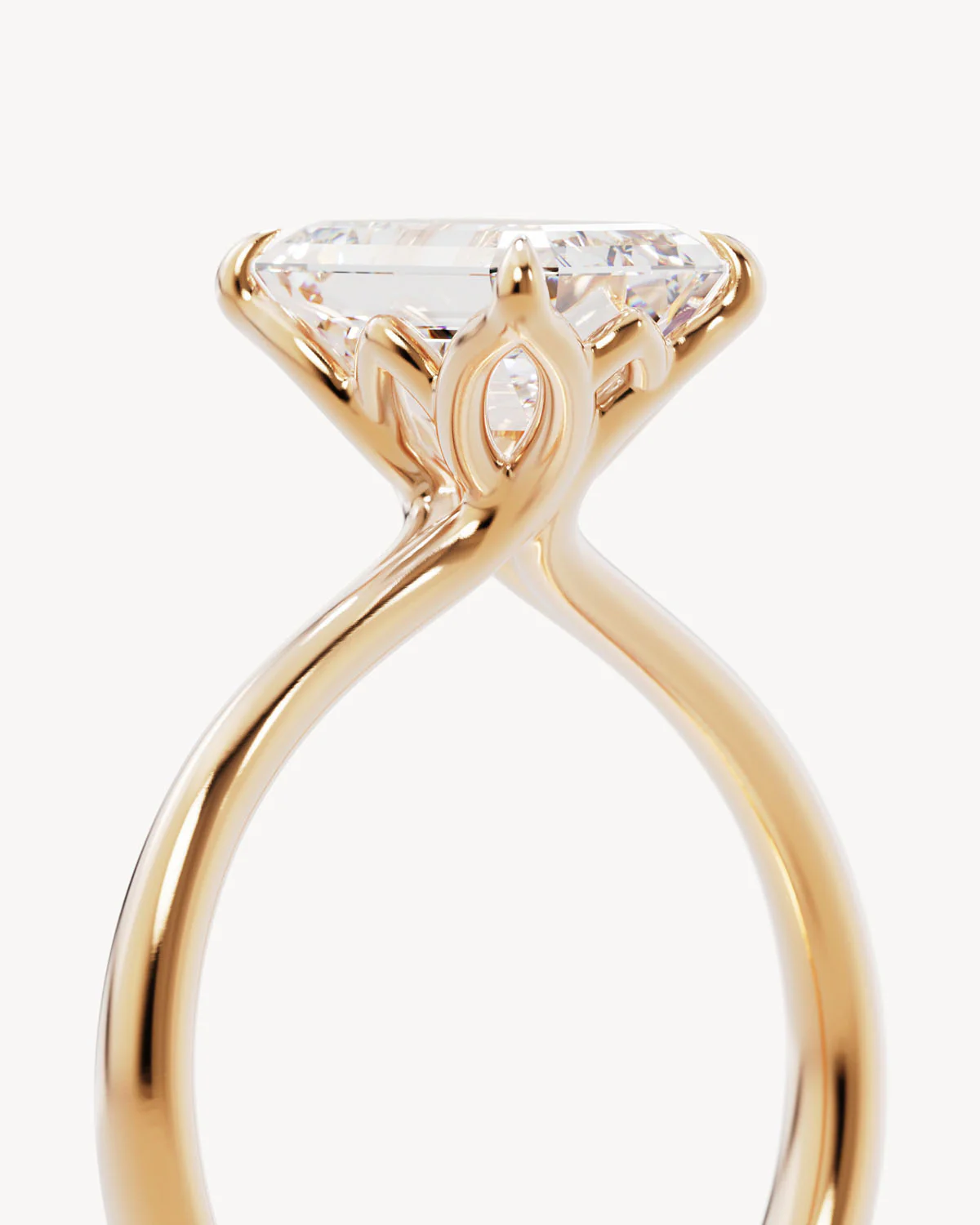18k Solid Gold Lotus Solitaire Engagement Ring - Emerald 2.5ct - Image 3