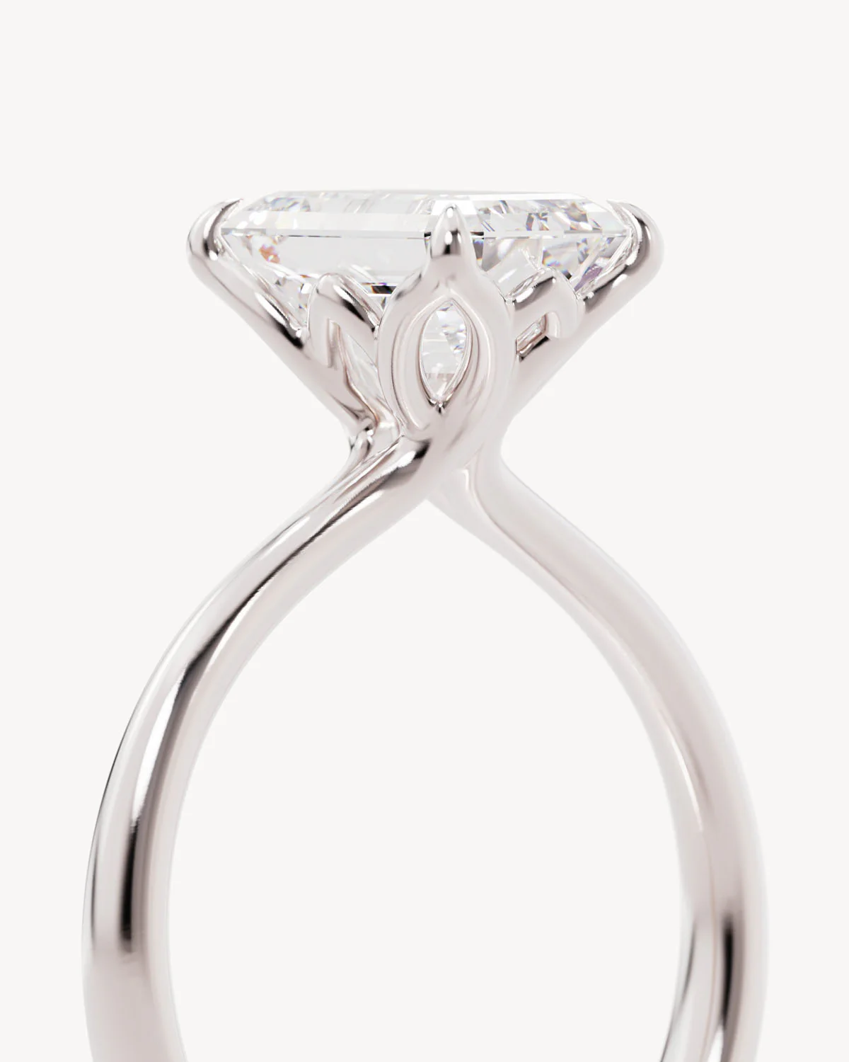 18k Solid White Gold Lotus Solitaire Engagement Ring - Emerald 2.5ct - Image 3