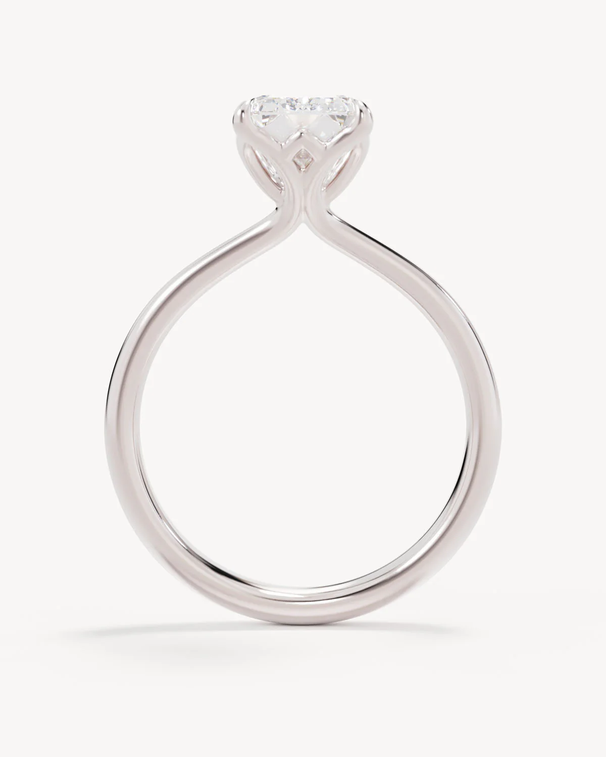 18k Solid White Gold Lotus Solitaire Engagement Ring - Emerald 2.5ct - Image 4