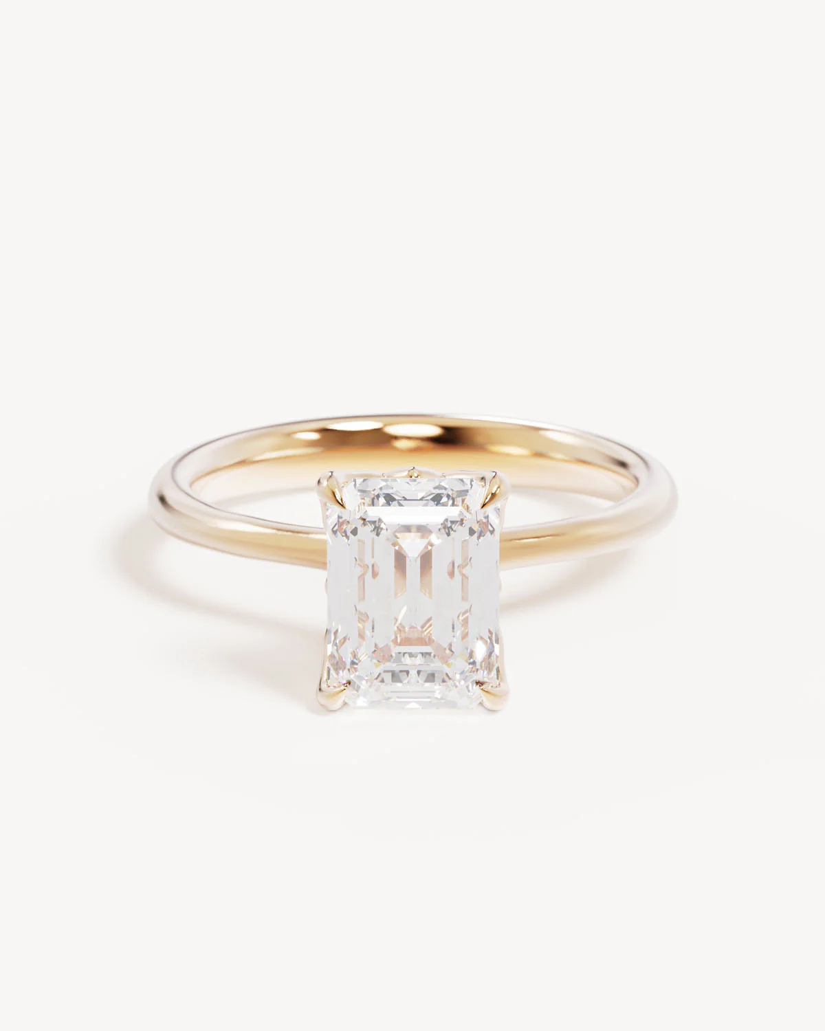 18k Solid Gold Lotus Solitaire Engagement Ring - Emerald 2ct
