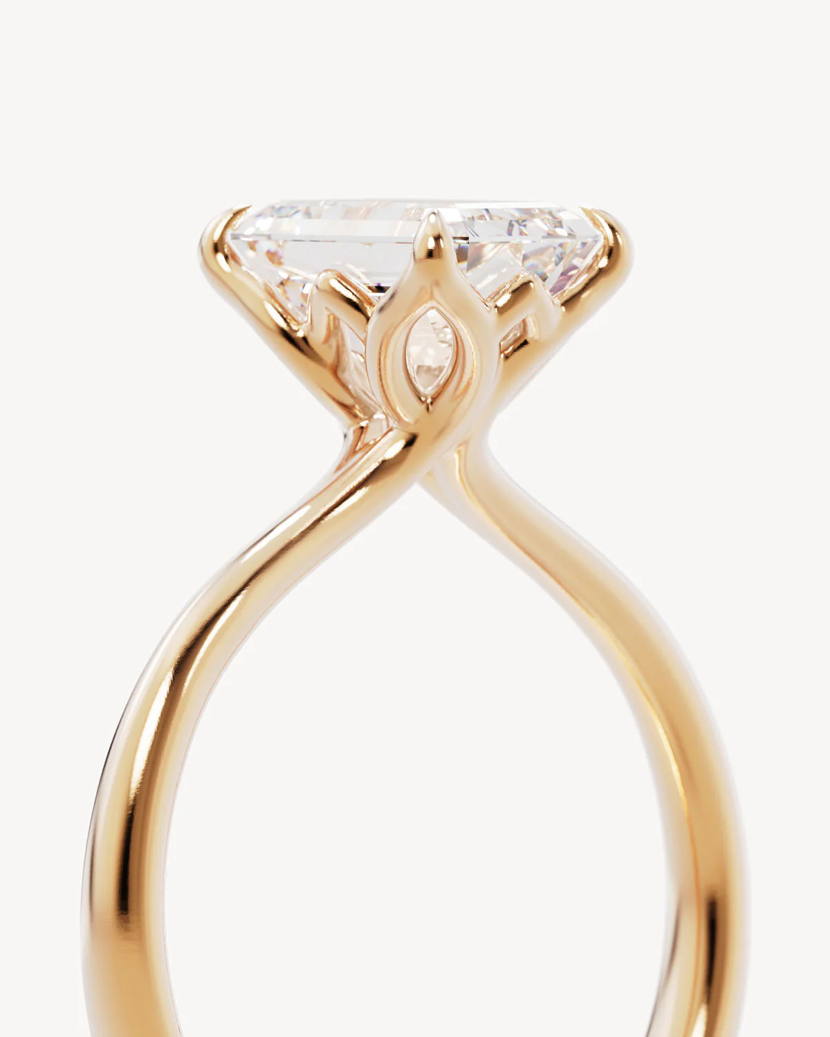 18k Solid Gold Lotus Solitaire Engagement Ring - Emerald 2ct - Image 3