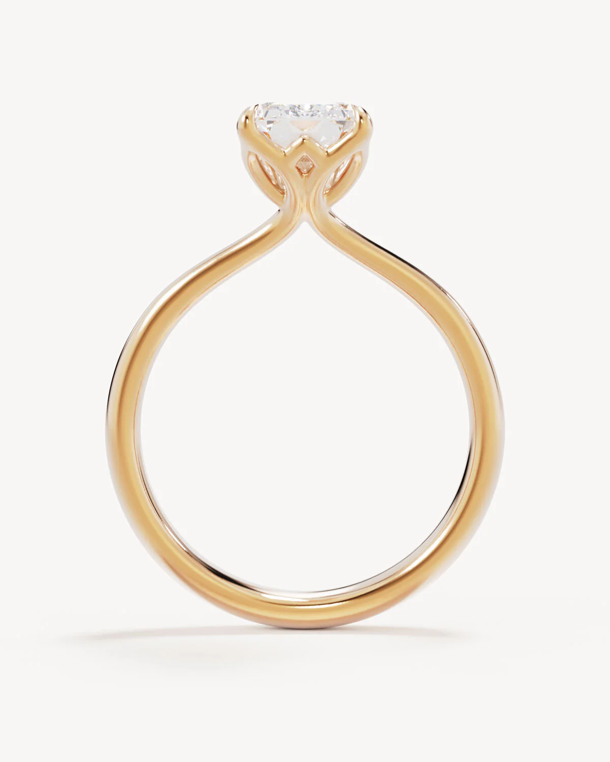 18k Solid Gold Lotus Solitaire Engagement Ring - Emerald 2ct - Image 4